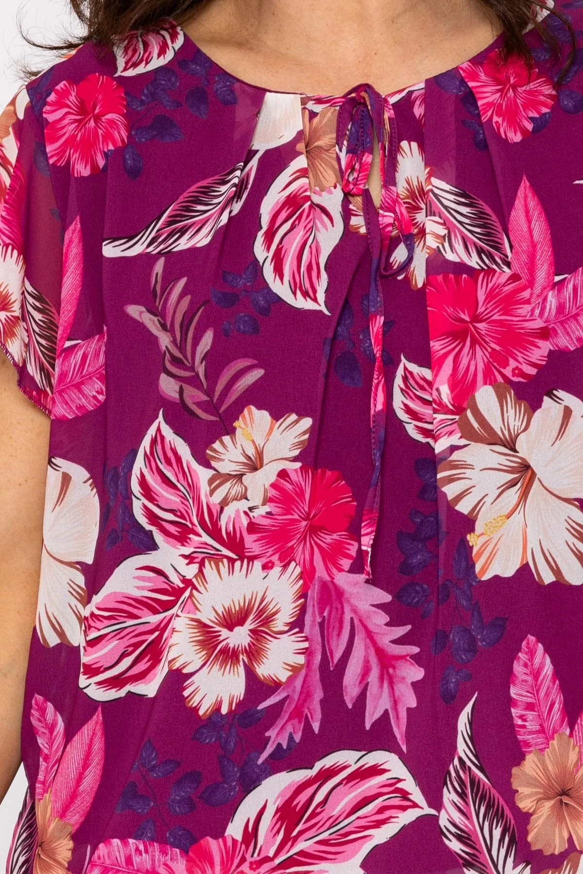 Short Sleeve Blouse in Pink Print