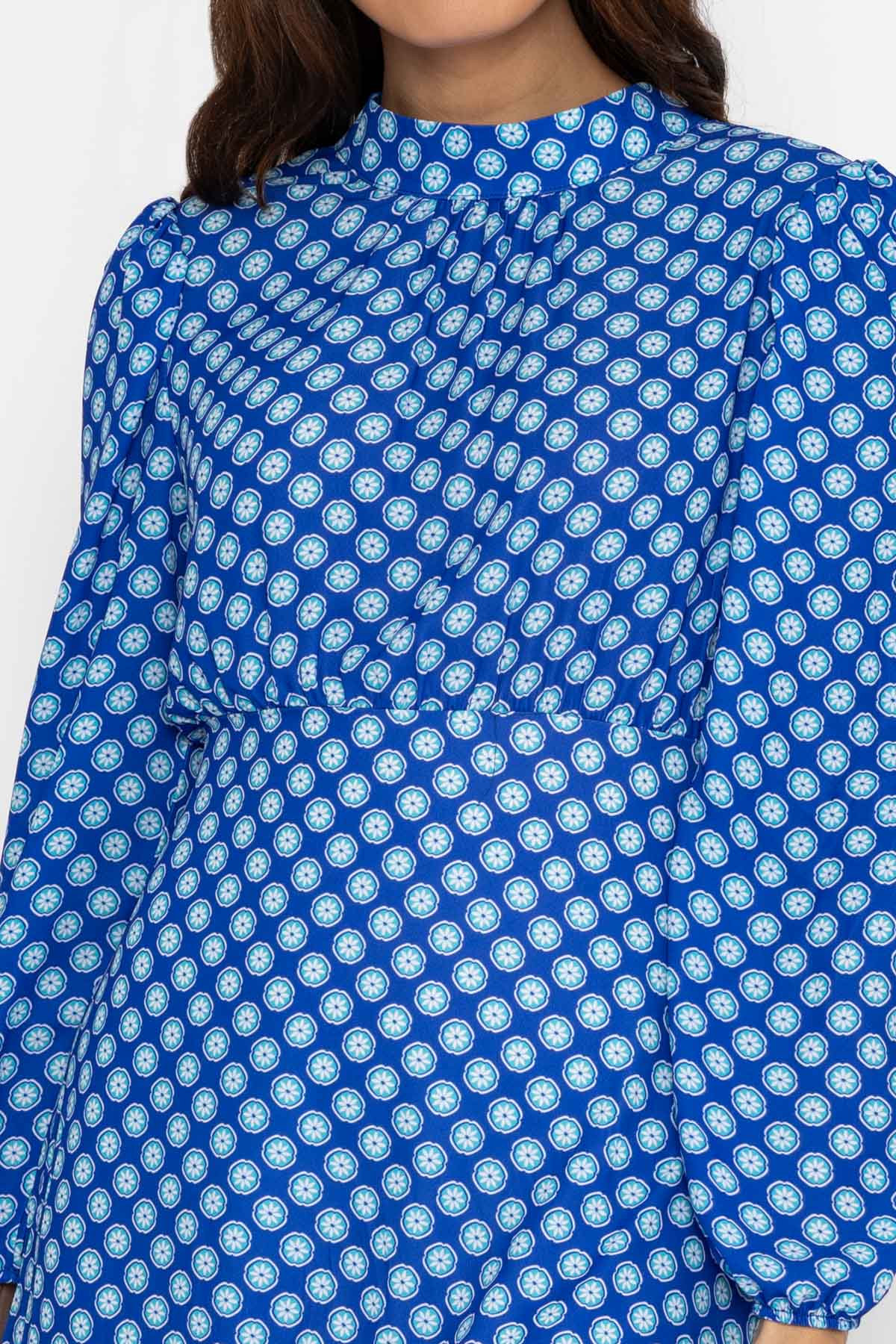 Nadia Mini Dress in Blue Print