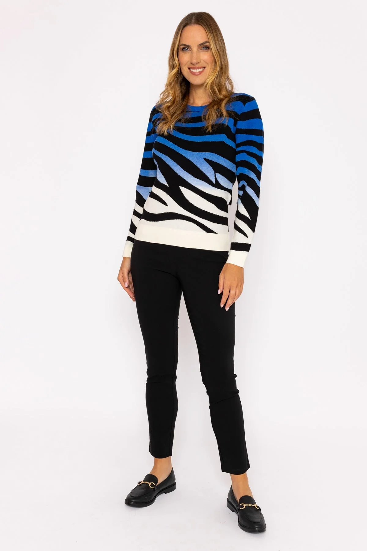 Ombre Zebra Knit in Blue