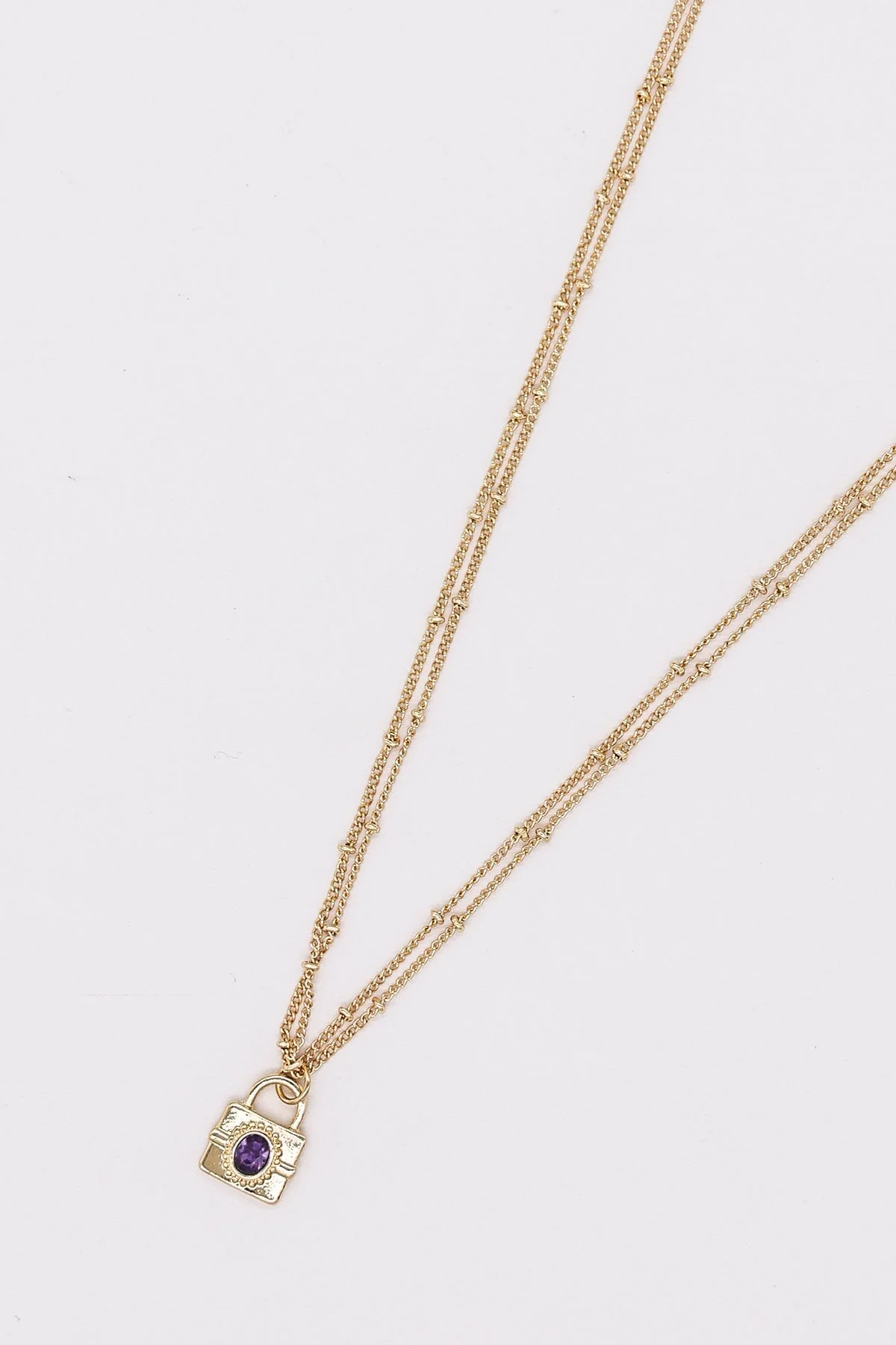 Purple Padlock Necklace