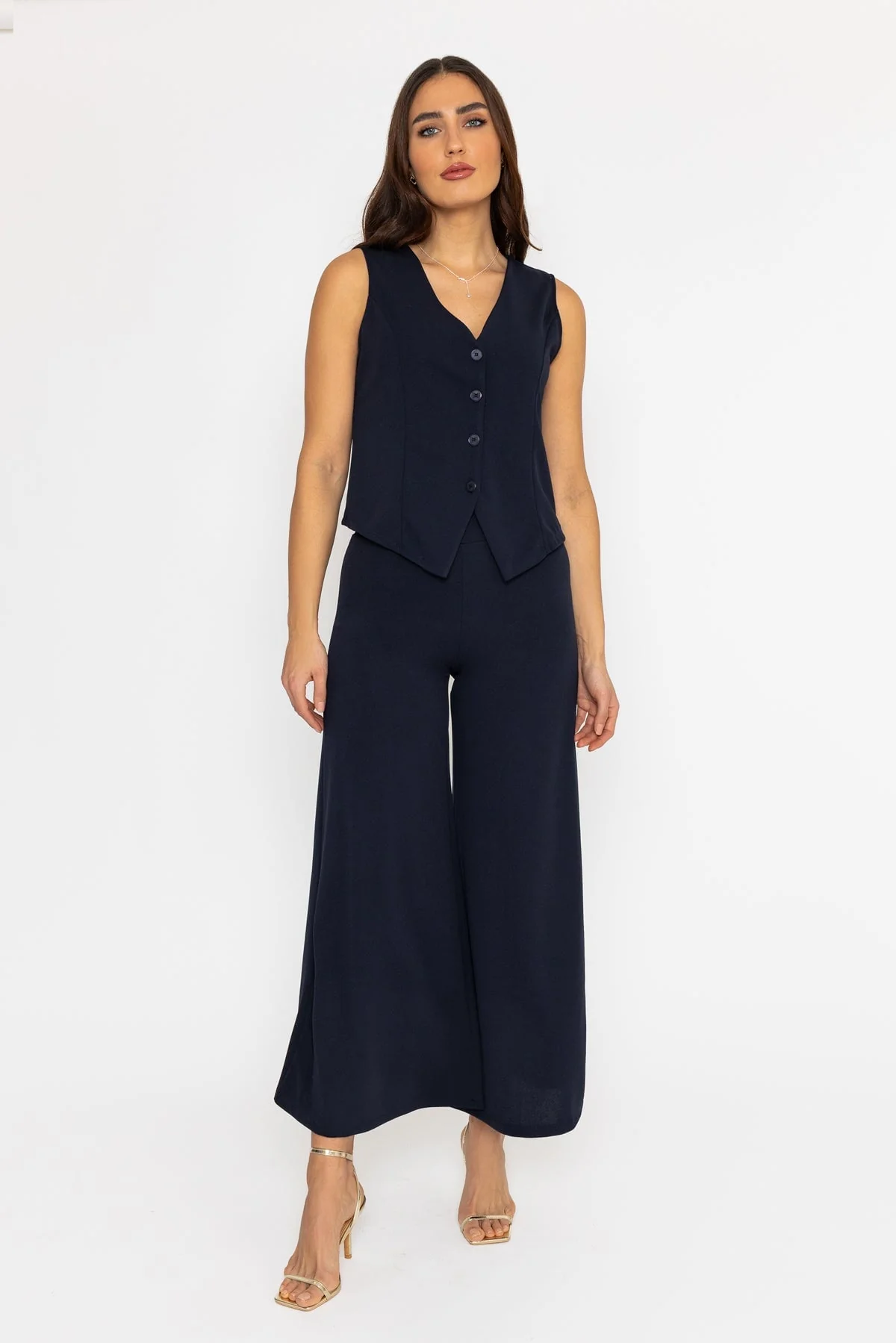 Wide Leg Pants in Navy