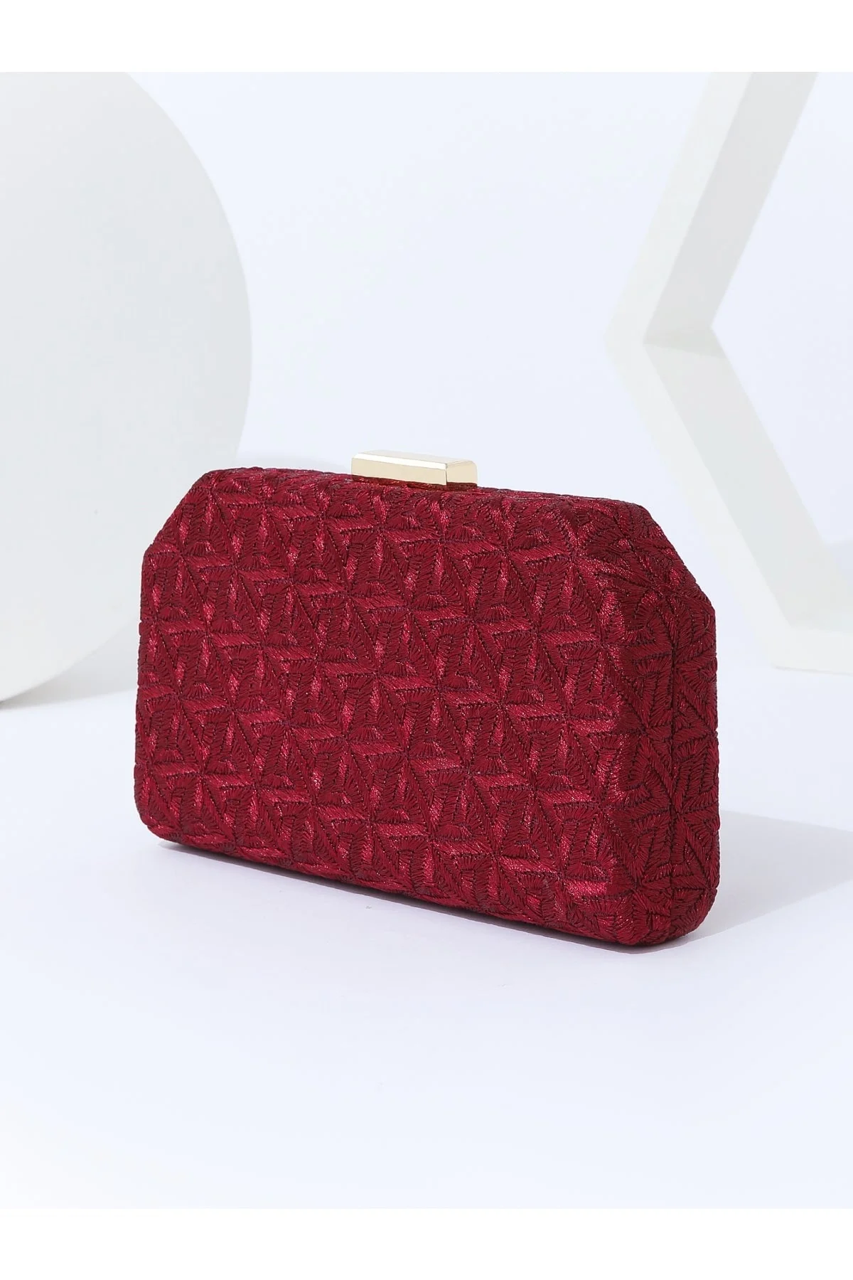 Hardshell Clutch Bag in Burgundy