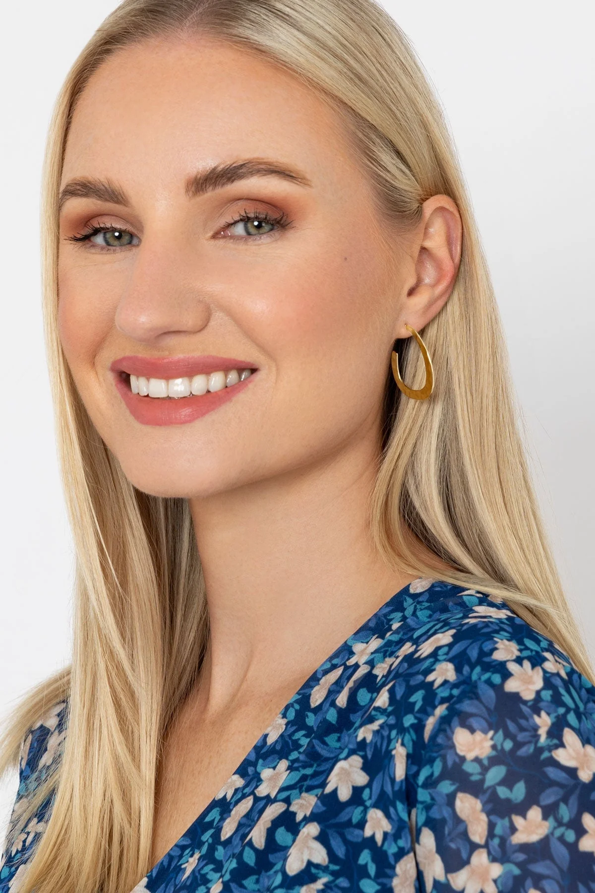 Flat Textured Open Hoop Earrings