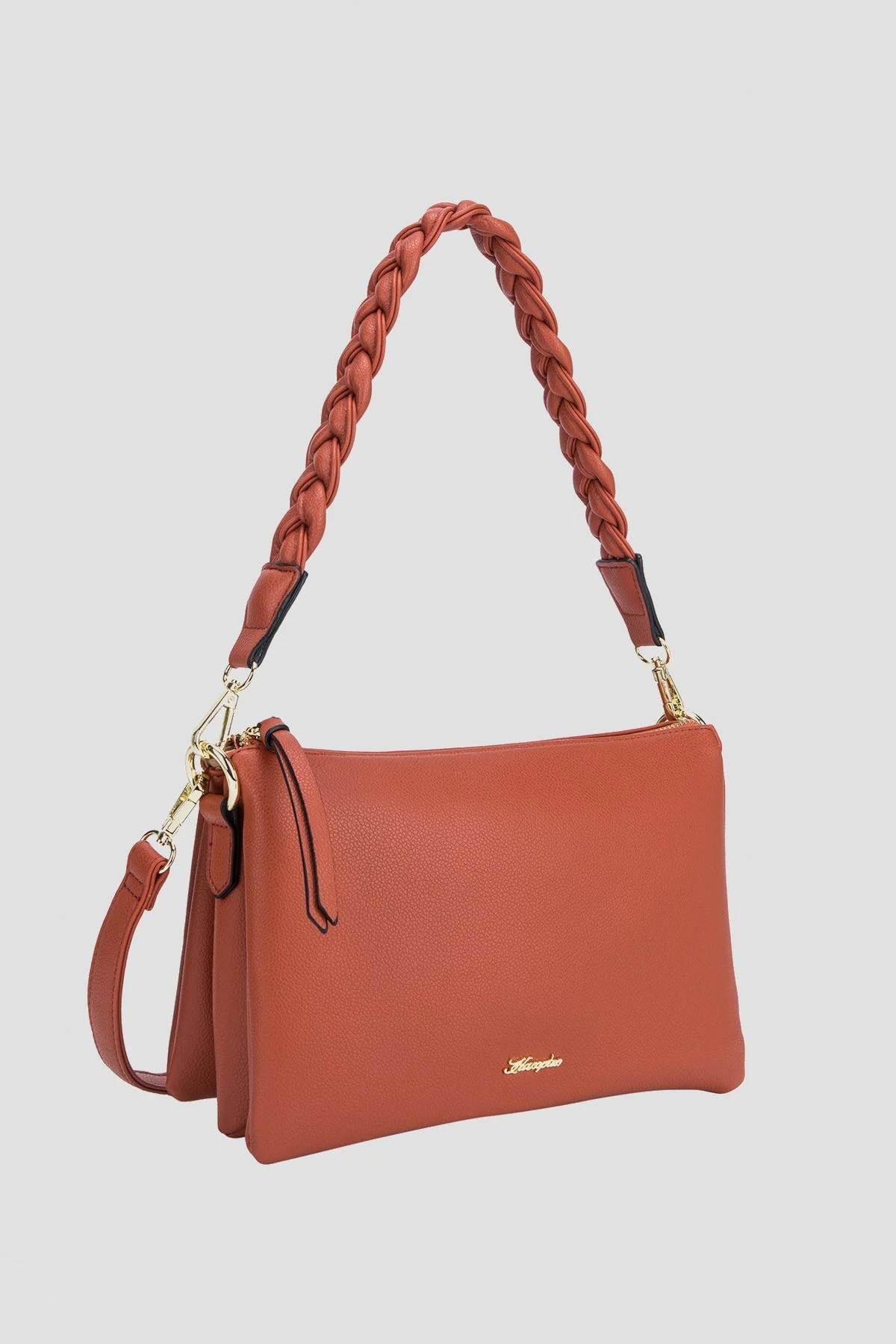 Triple Gusset Crossbody Bag in Orange