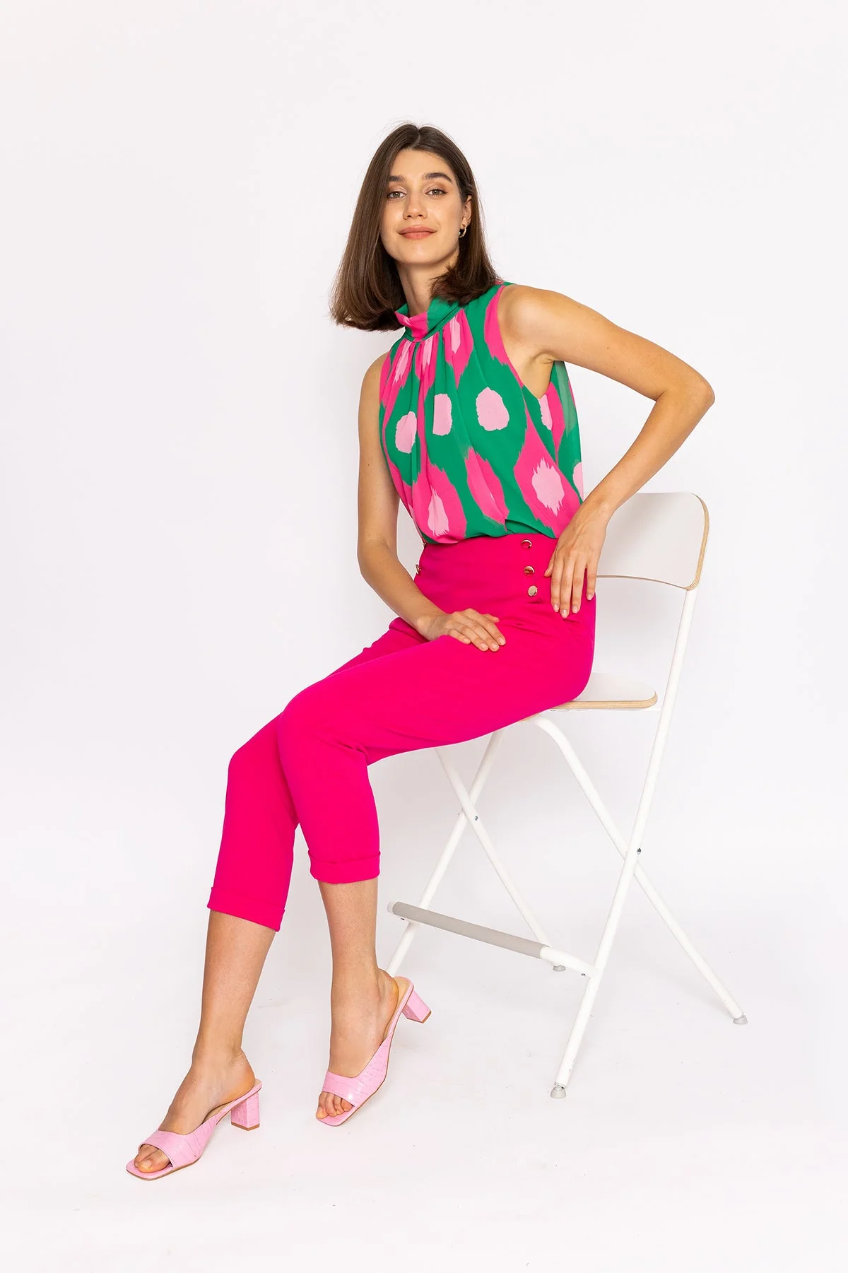 High Waist Trousers in Pink