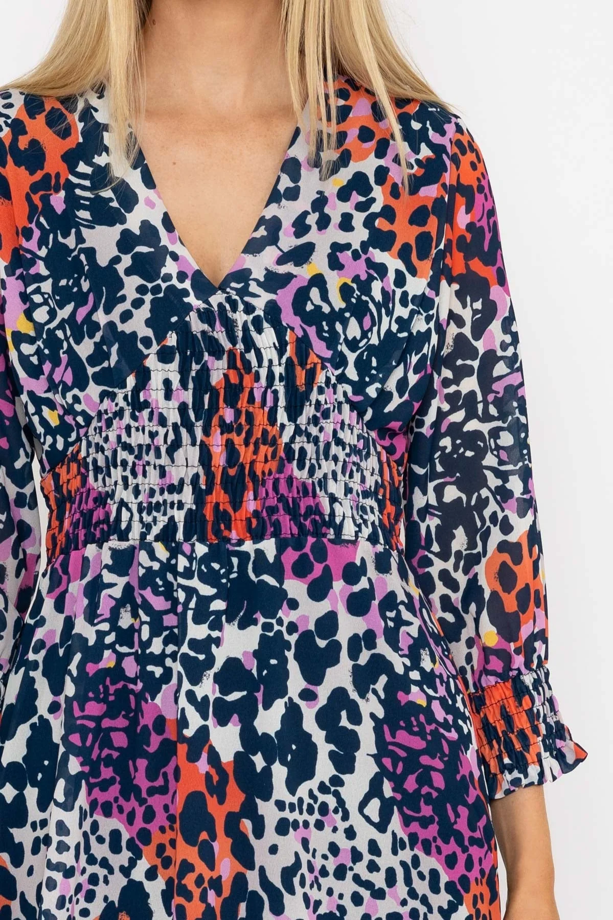 Sienna Navy Animal Print Knee Length Dress