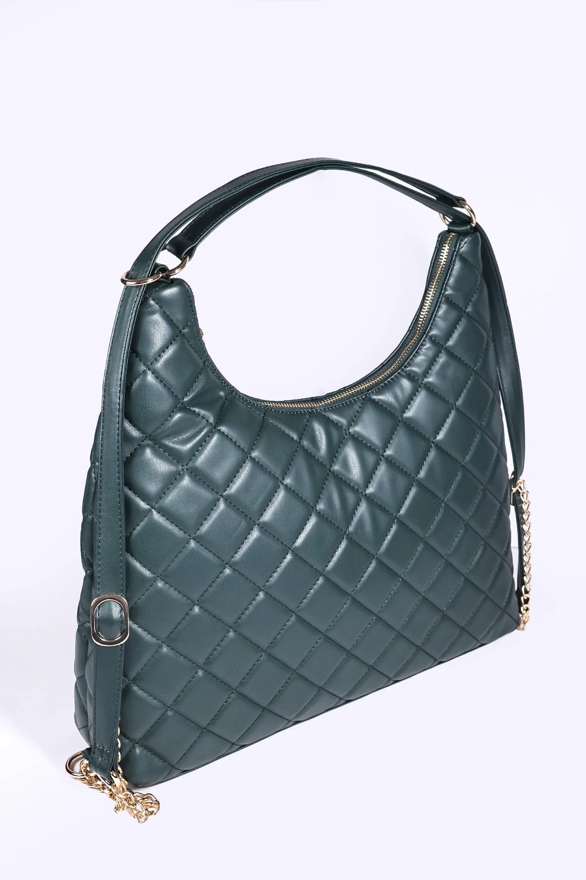 Quilted Hobo Bag in Green