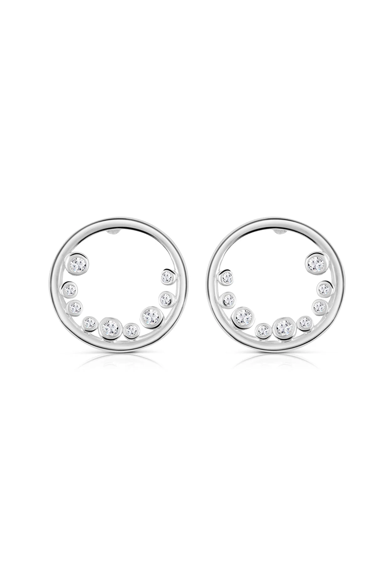 Petite Circular Earrings with Clear Stones
