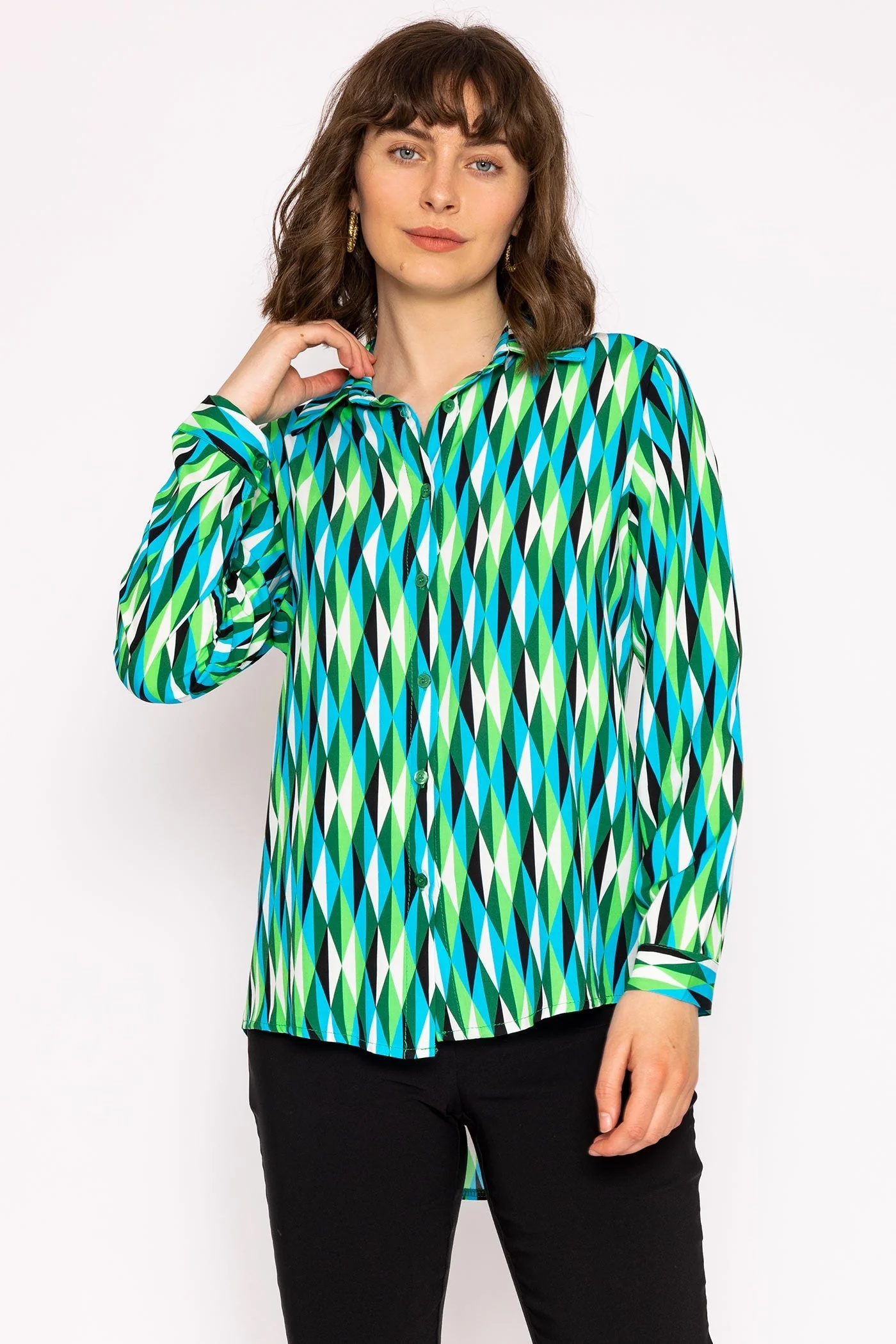 Viscose Shirt in Green Print