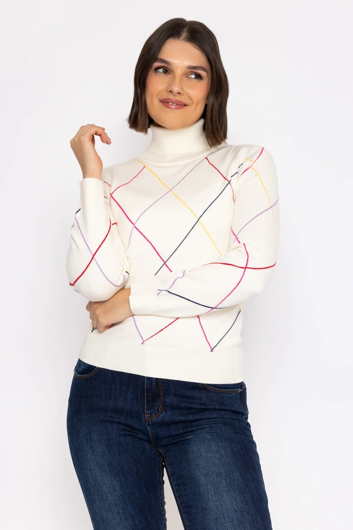 Diamond Polo Knit in Cream