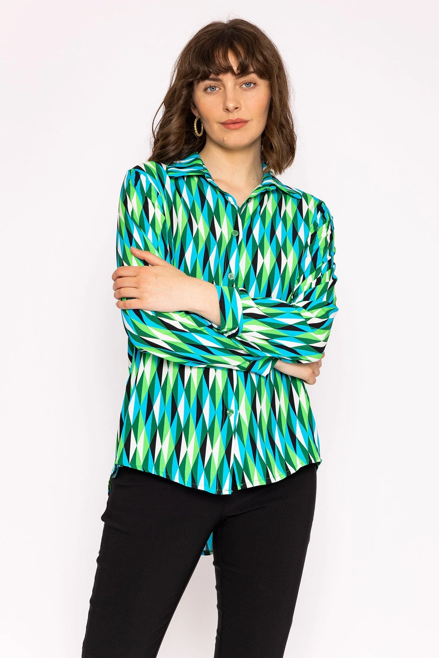Viscose Shirt in Green Print