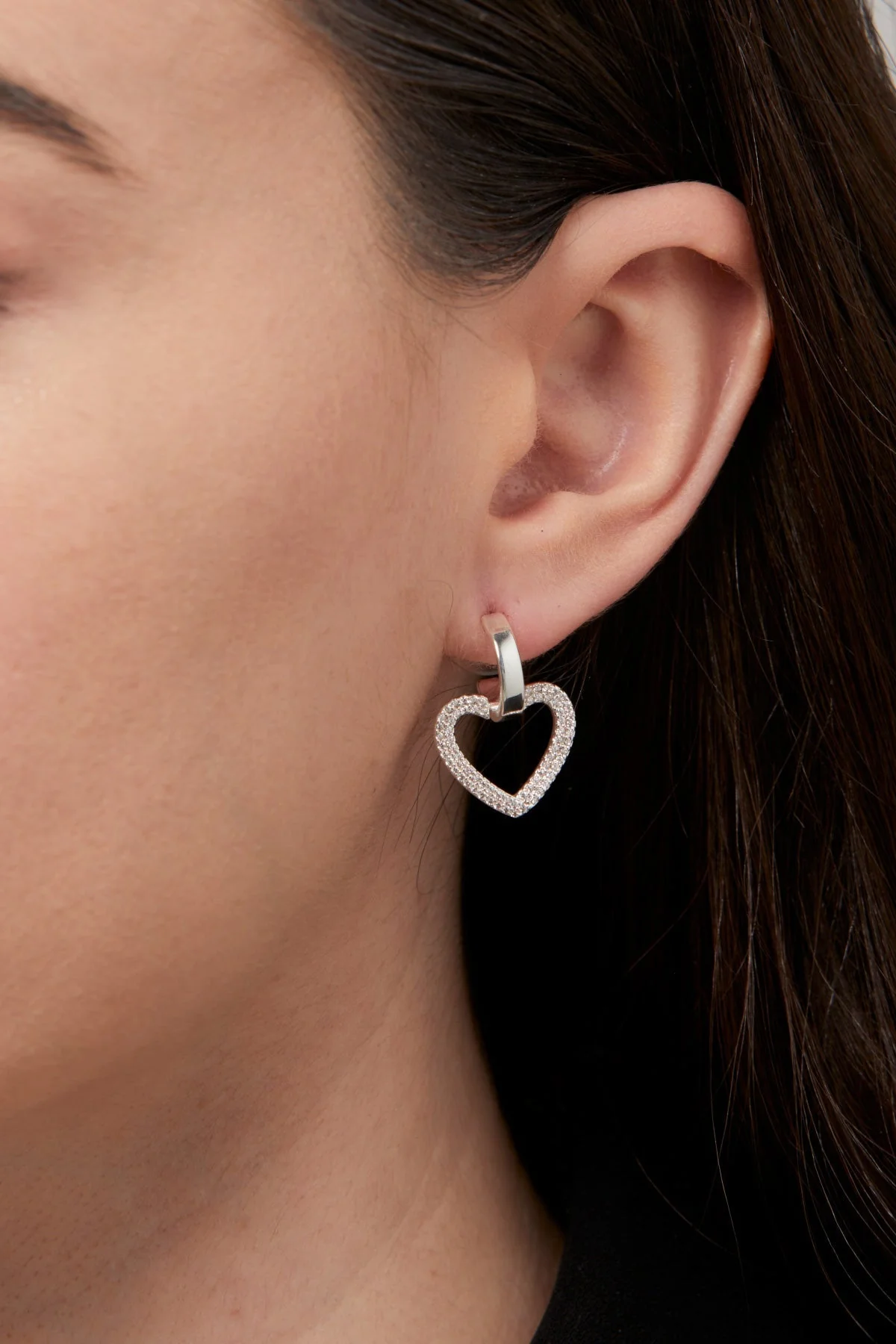 Silver Hoop & Heart Earrings
