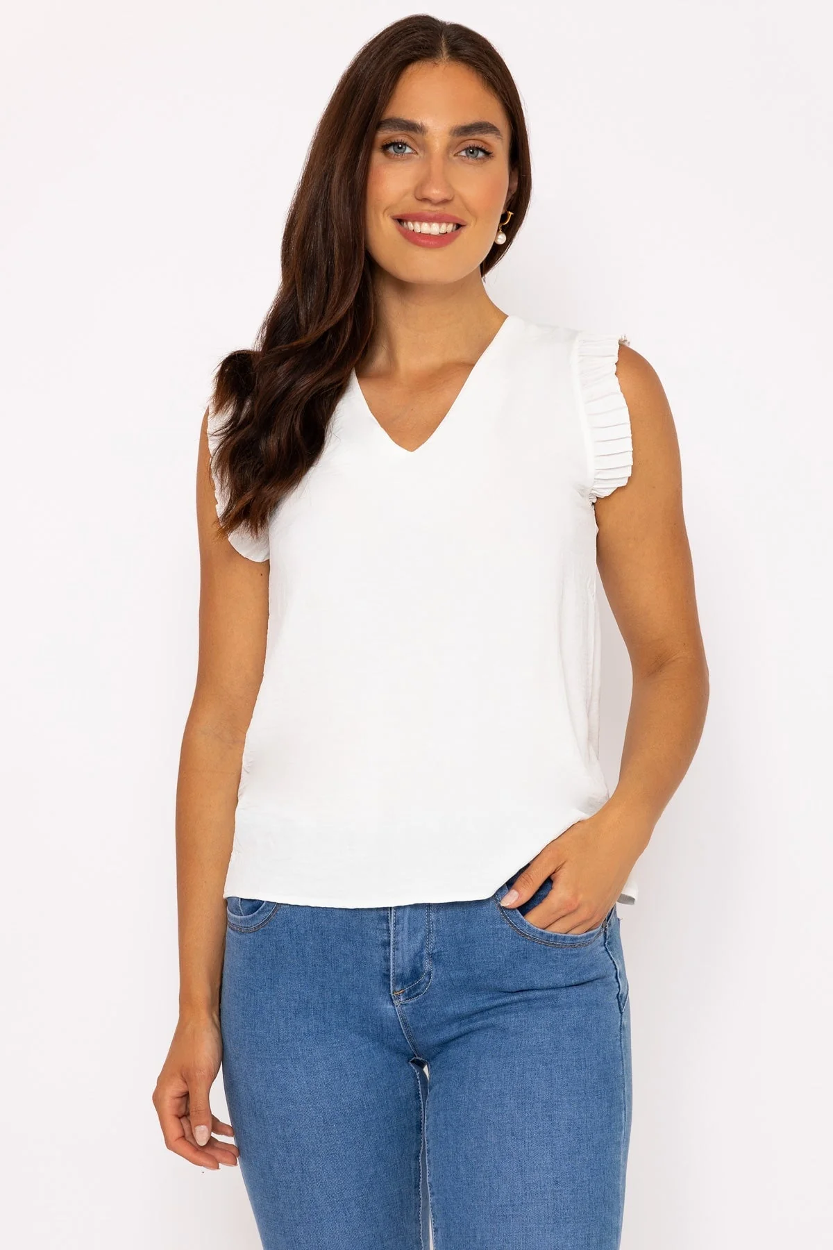Frill Sleeve Top in Ecru