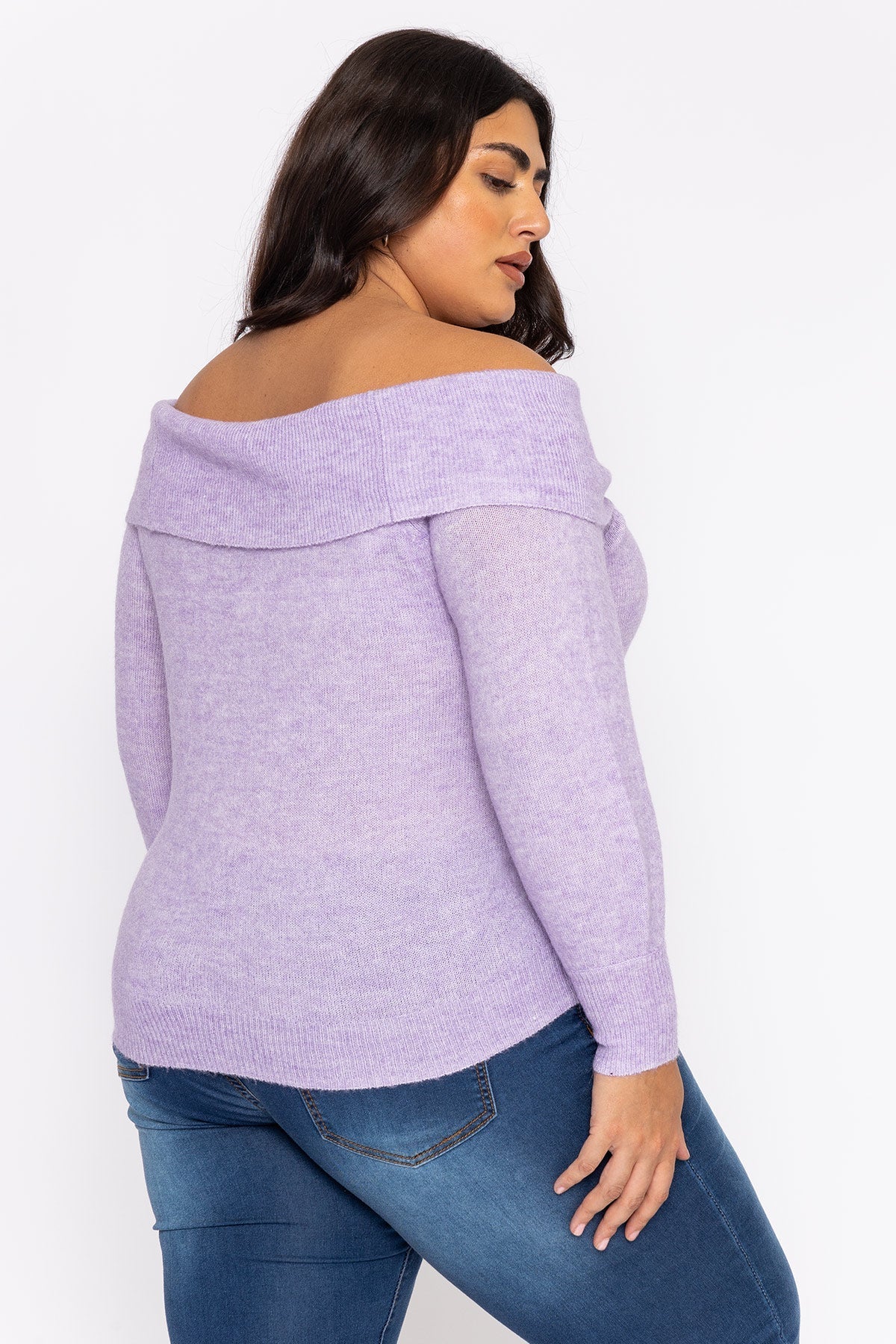 Curve - Vigga Off Shoulder Blouse in Violet