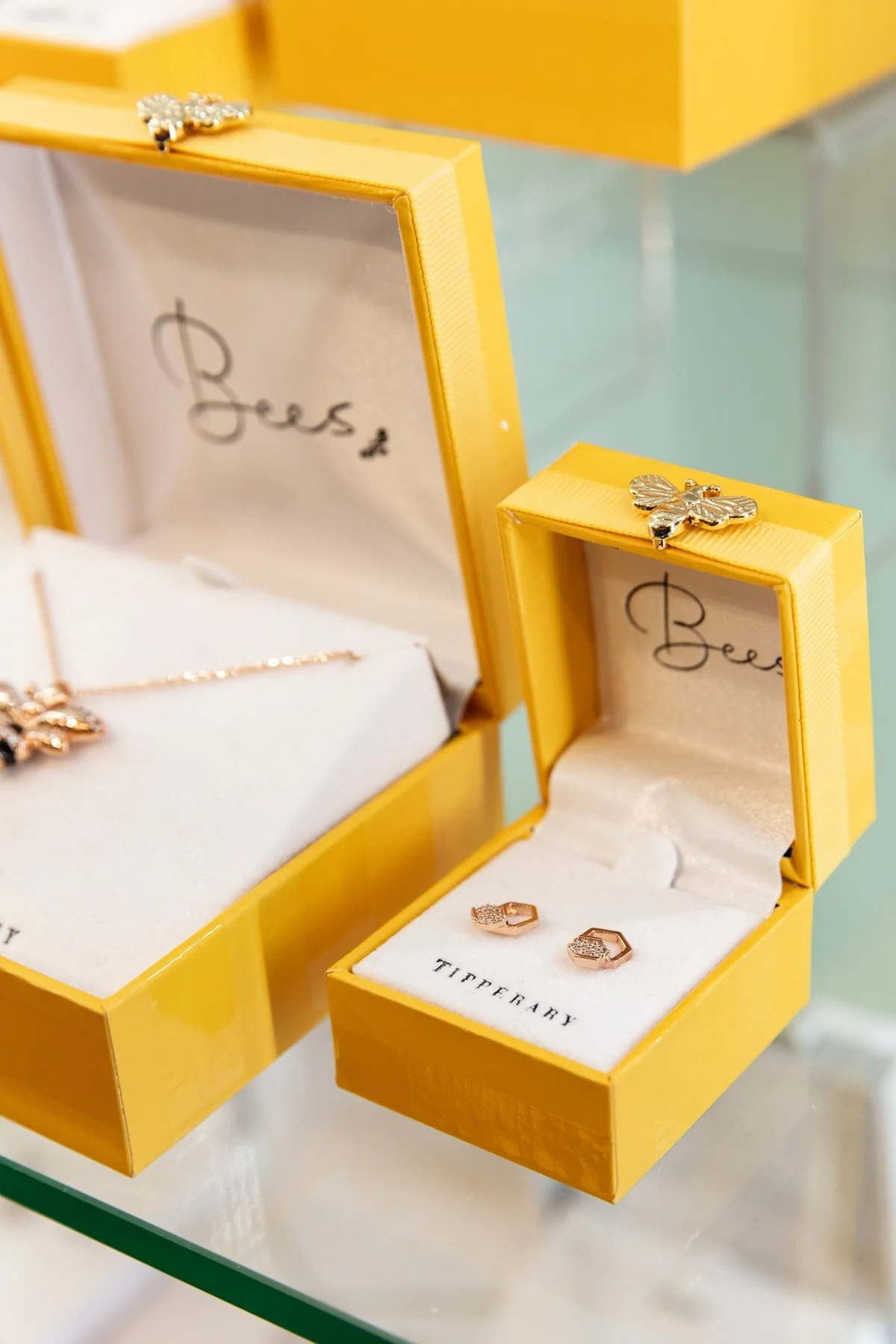 Bee Hexagonal Pave Stud Earrings