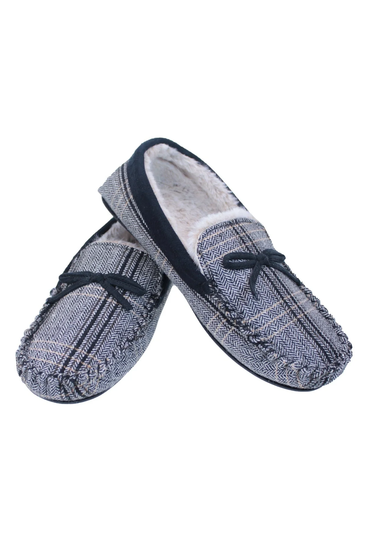 Mens Luxury Moccasin Slippers in Tweed