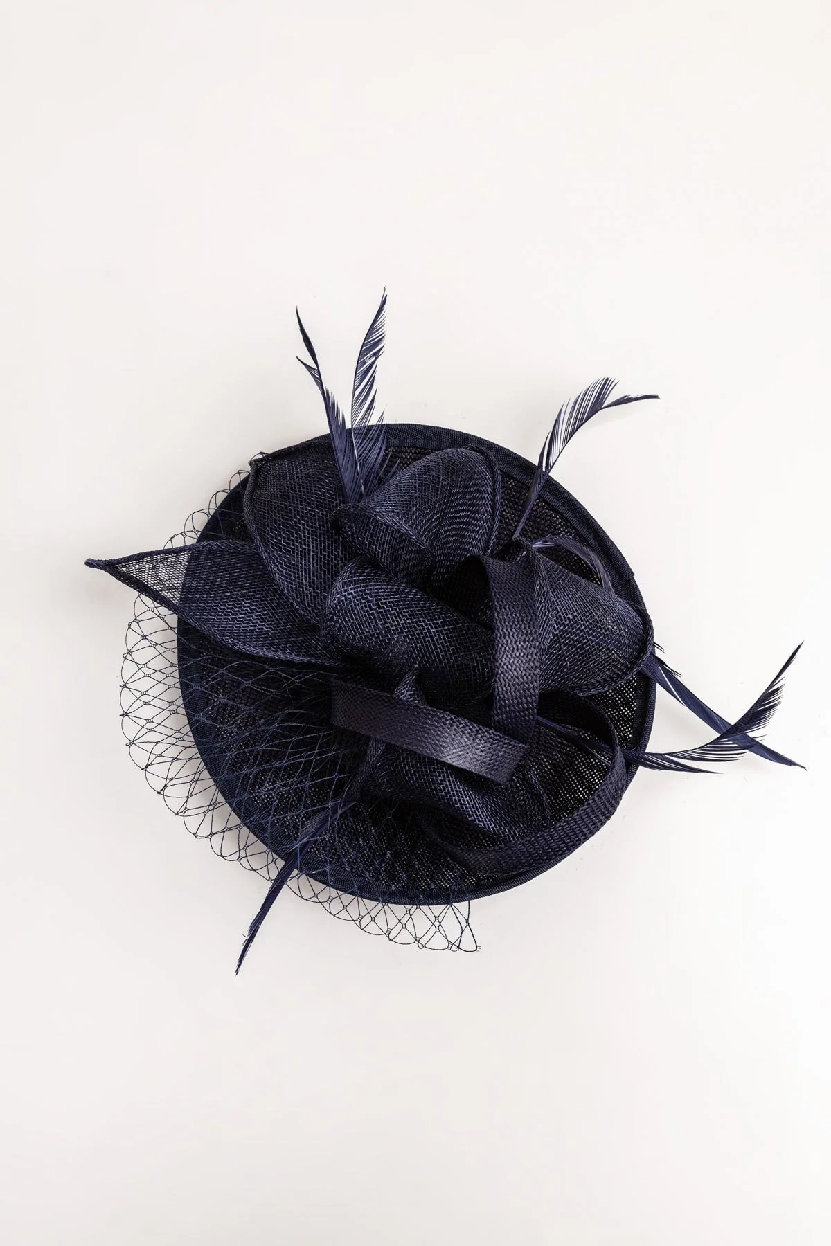 Net & Feather Fascinator in Navy