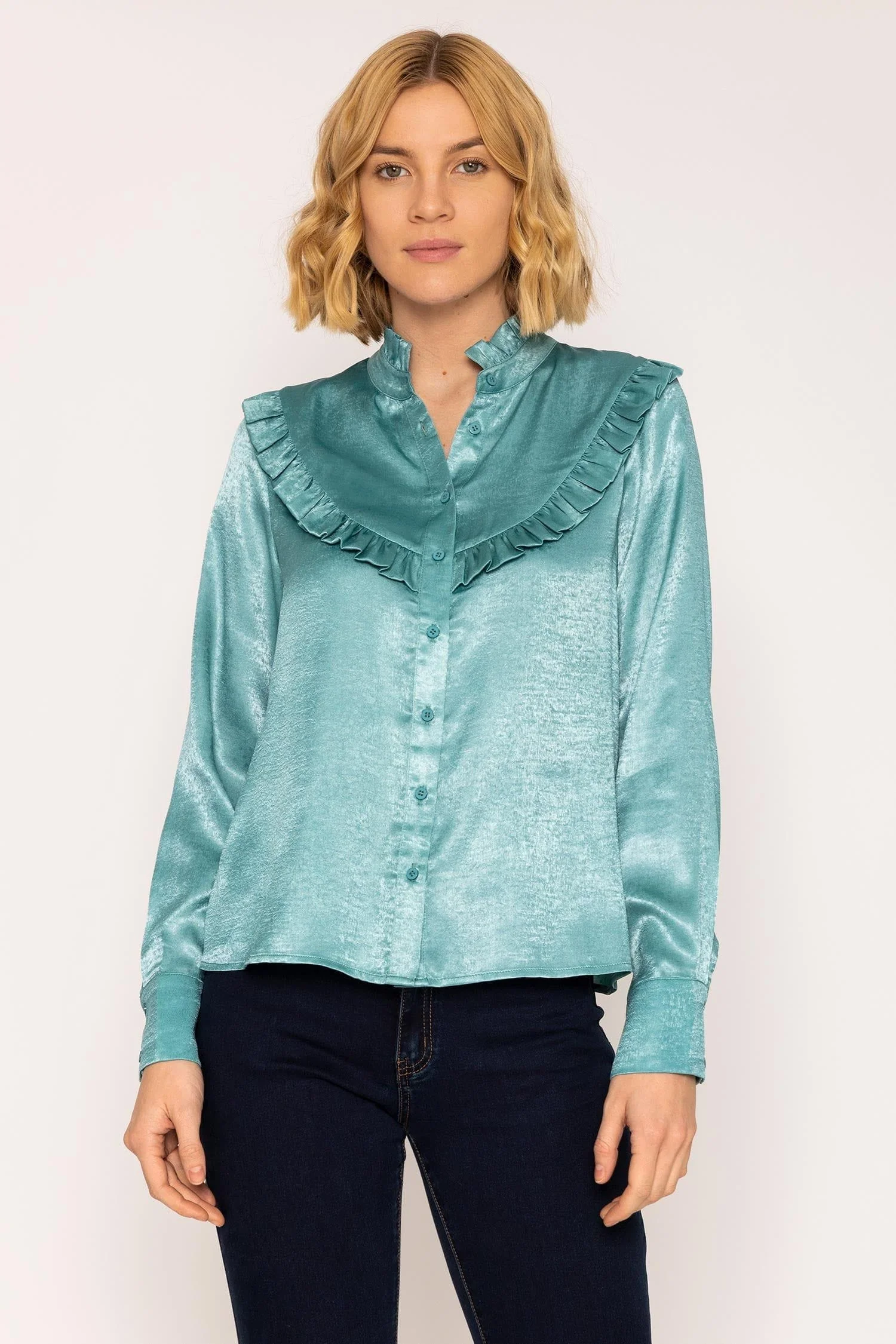 Polka Dot Satin Blouse in Green