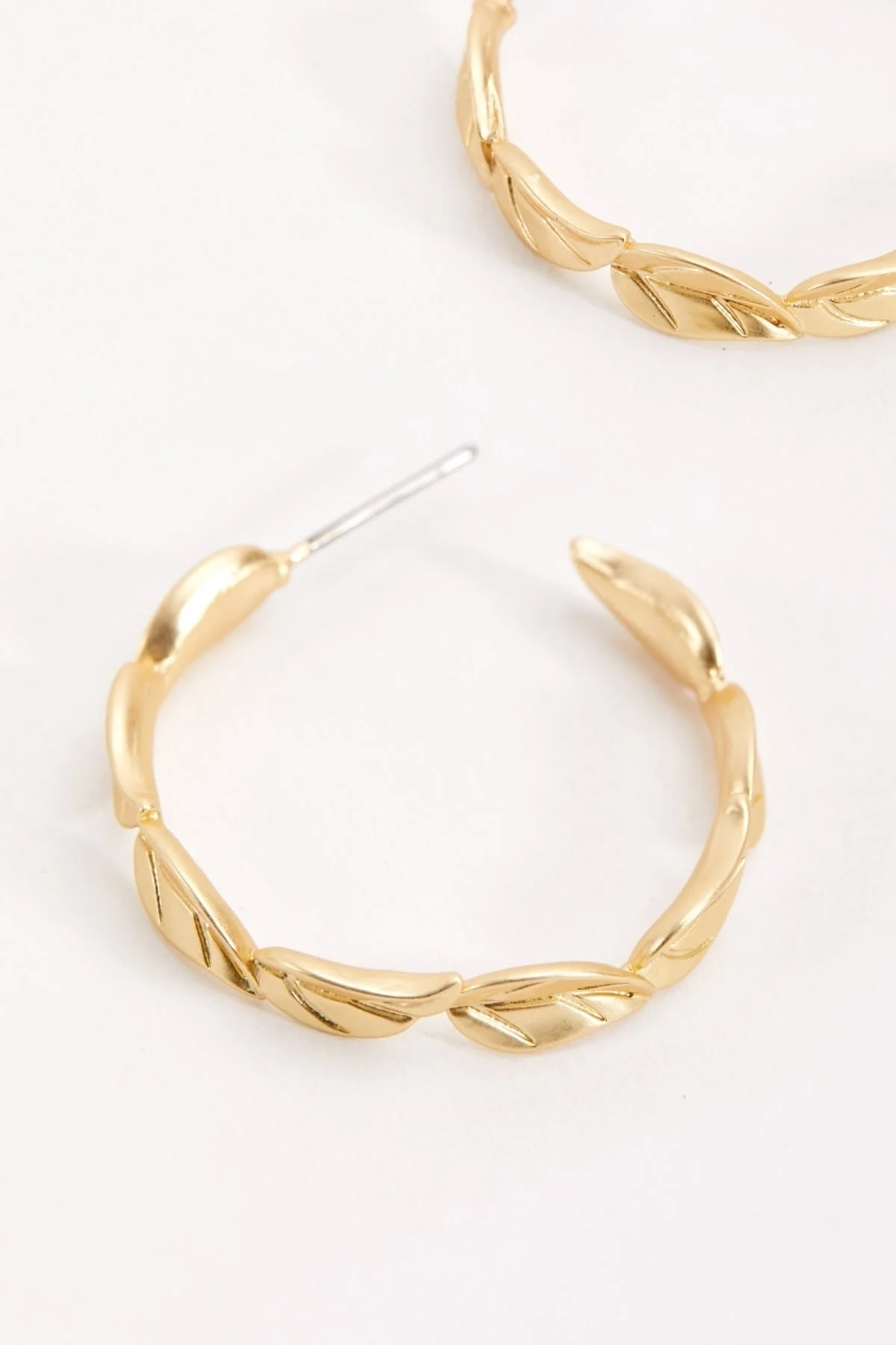 Open Hoop Leaf Earrings