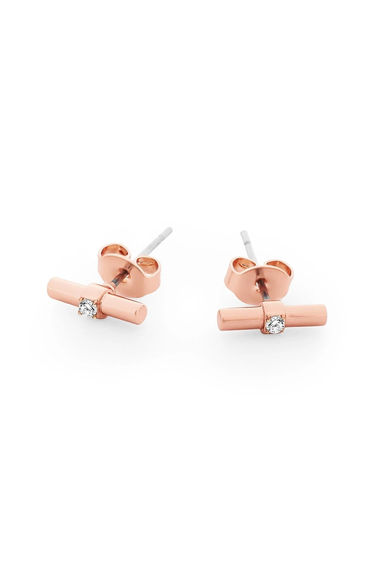 T-Bar Earrings in Rose Gold