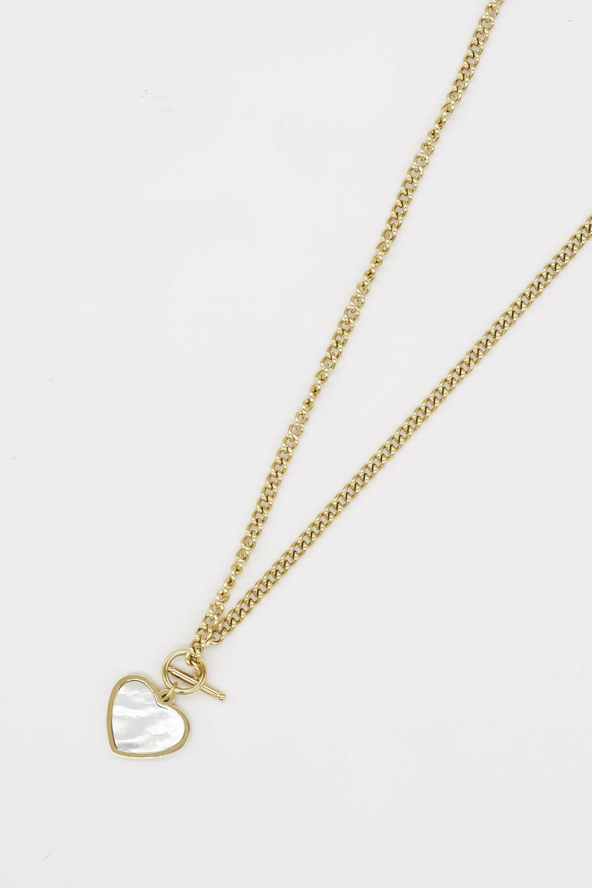 Braid Chain Necklace with Heart in Gold