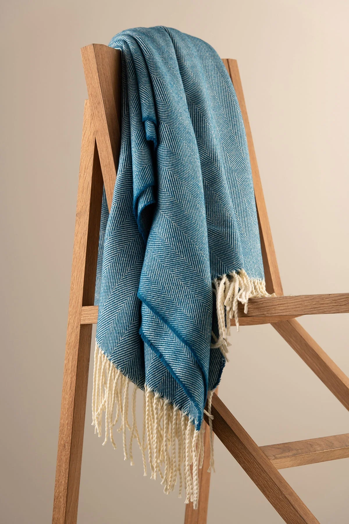 Atlantic Blue Herringbone Throw