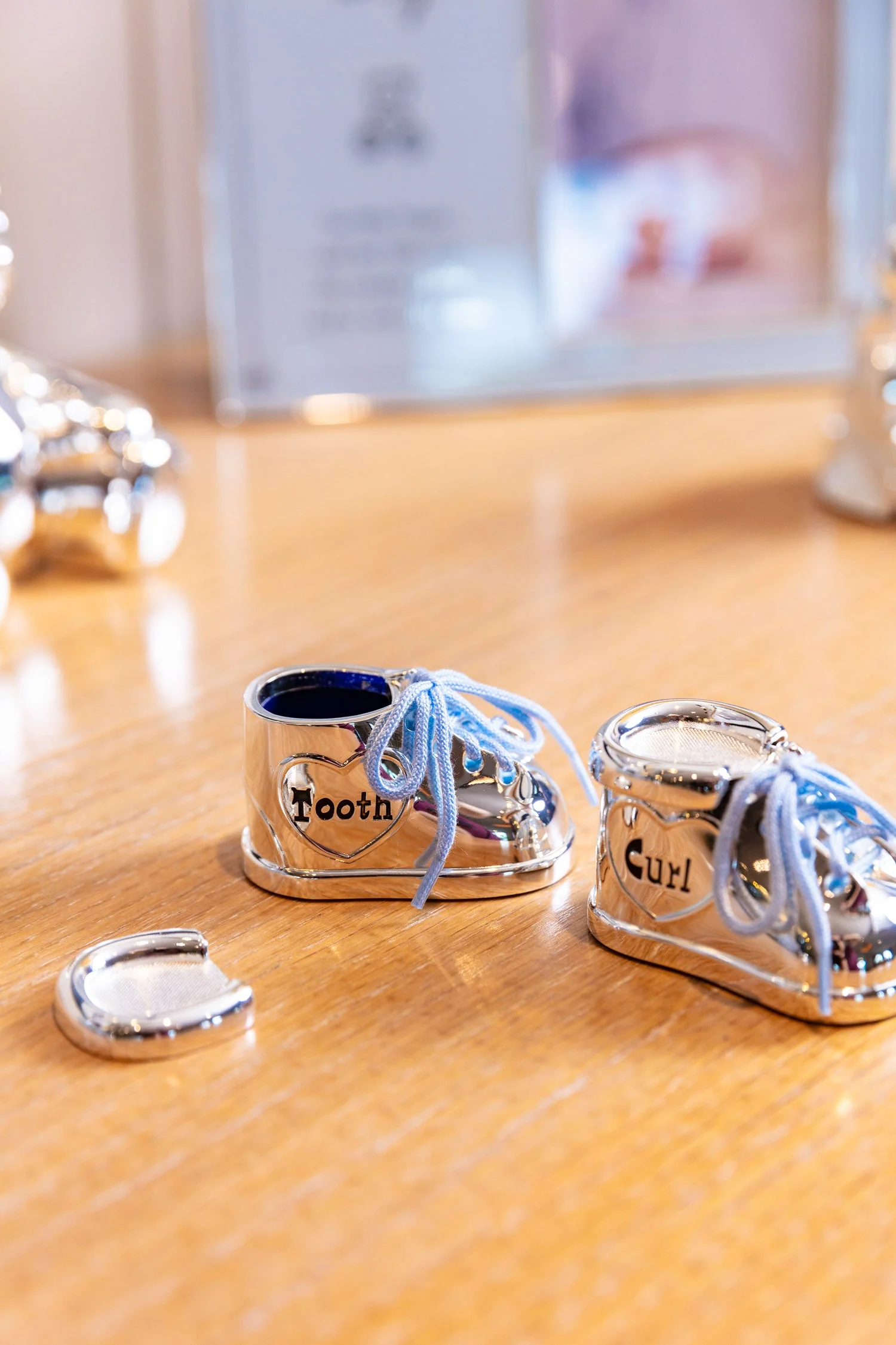 Silver Baby Boy Booties Tooth & Curl