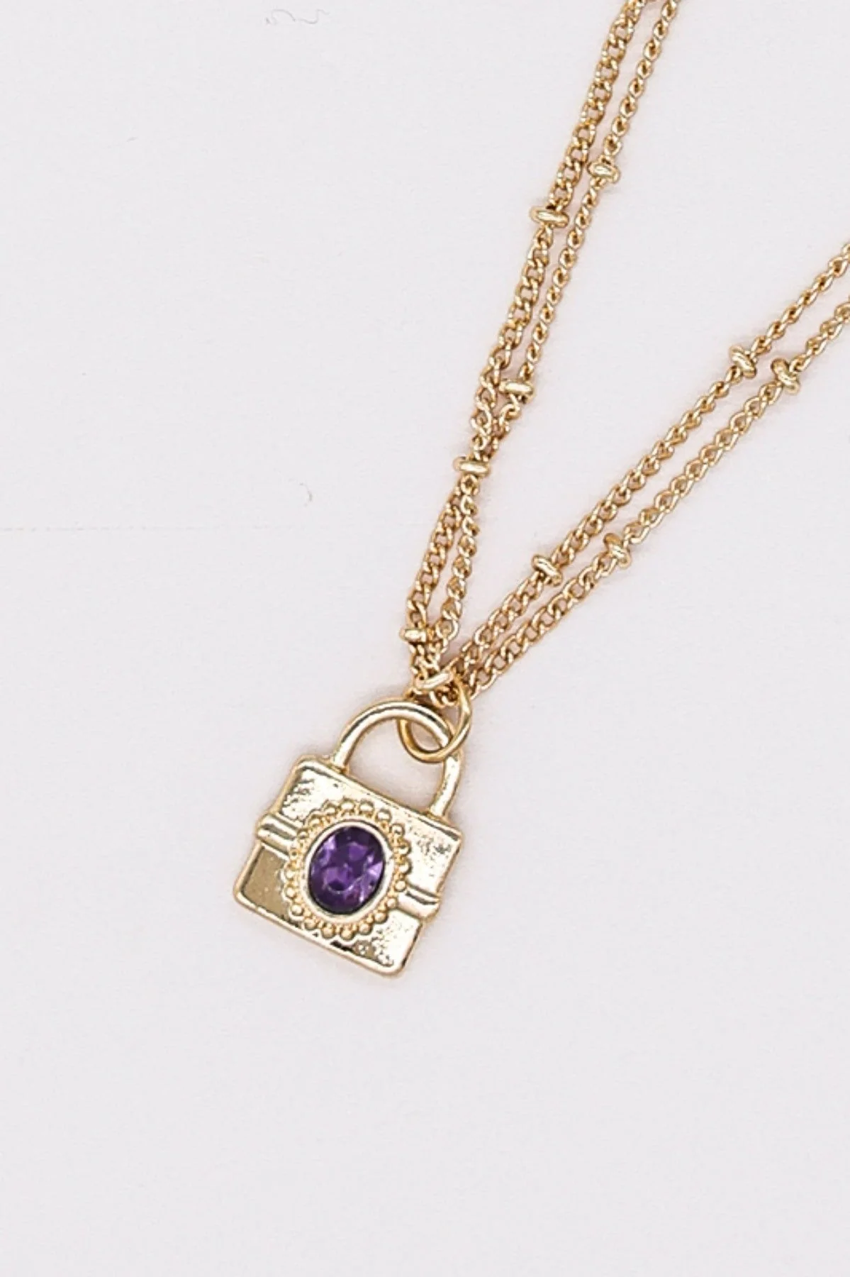 Purple Padlock Necklace