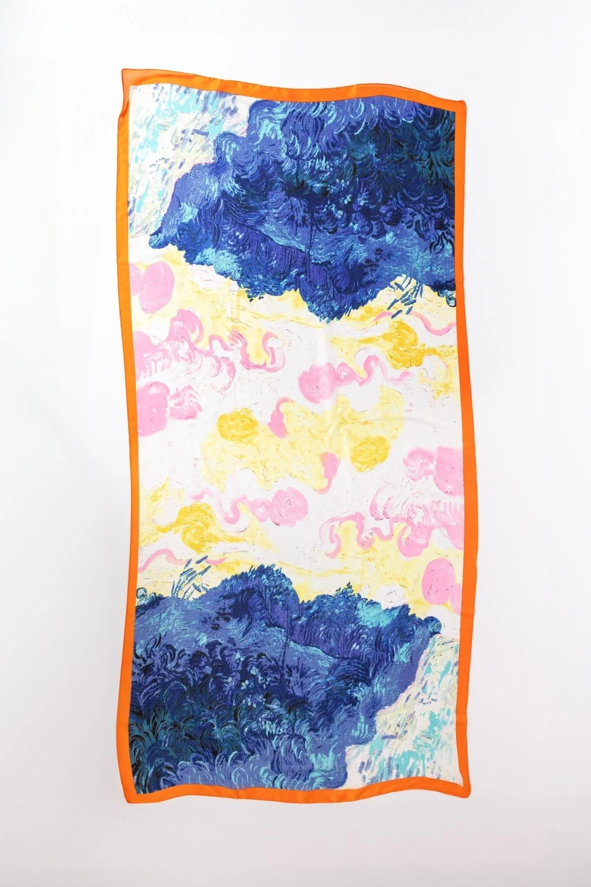 Watercolour Scene Scarf in Orange