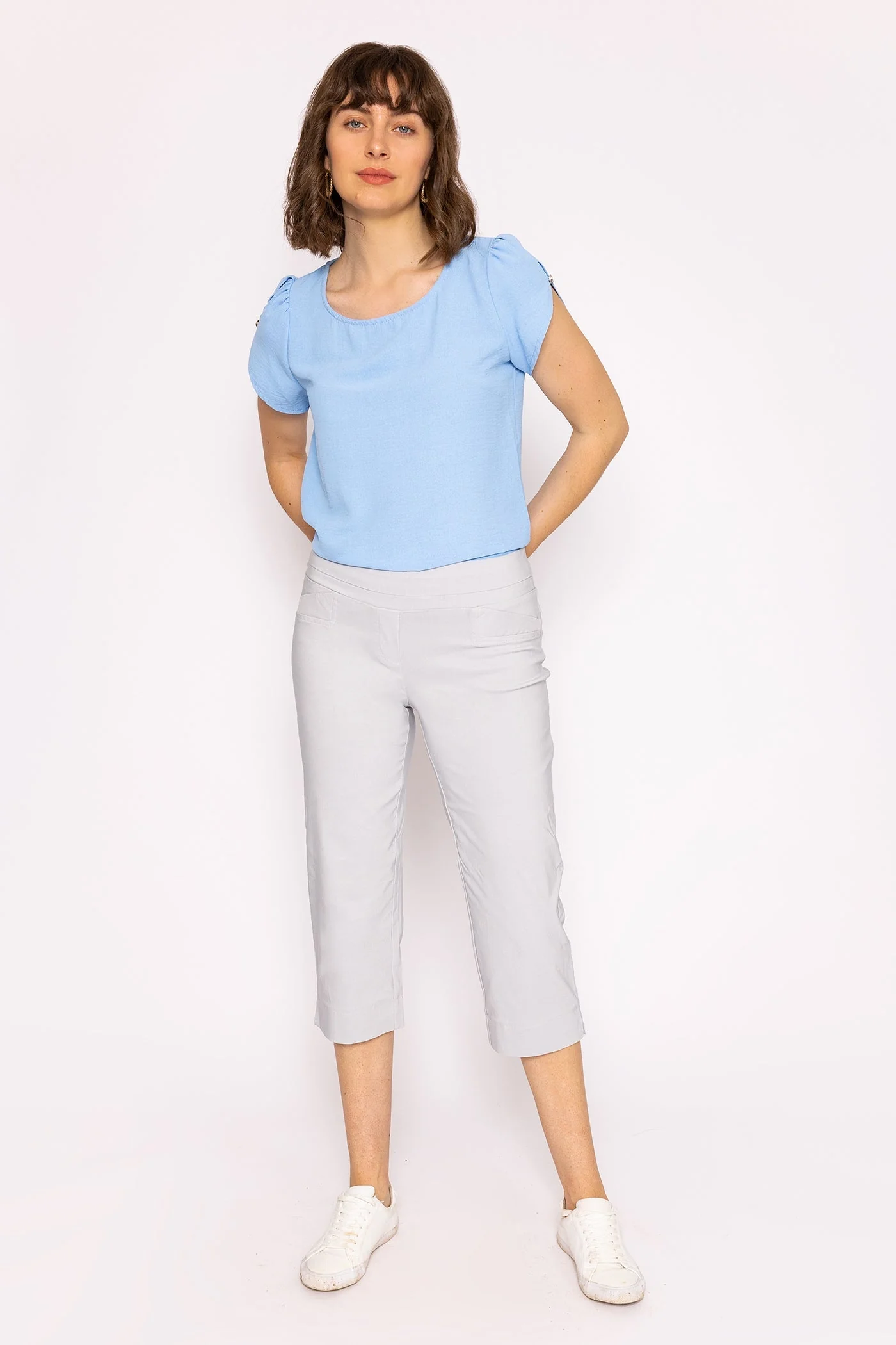 Bengaline Crop Pants in Grey