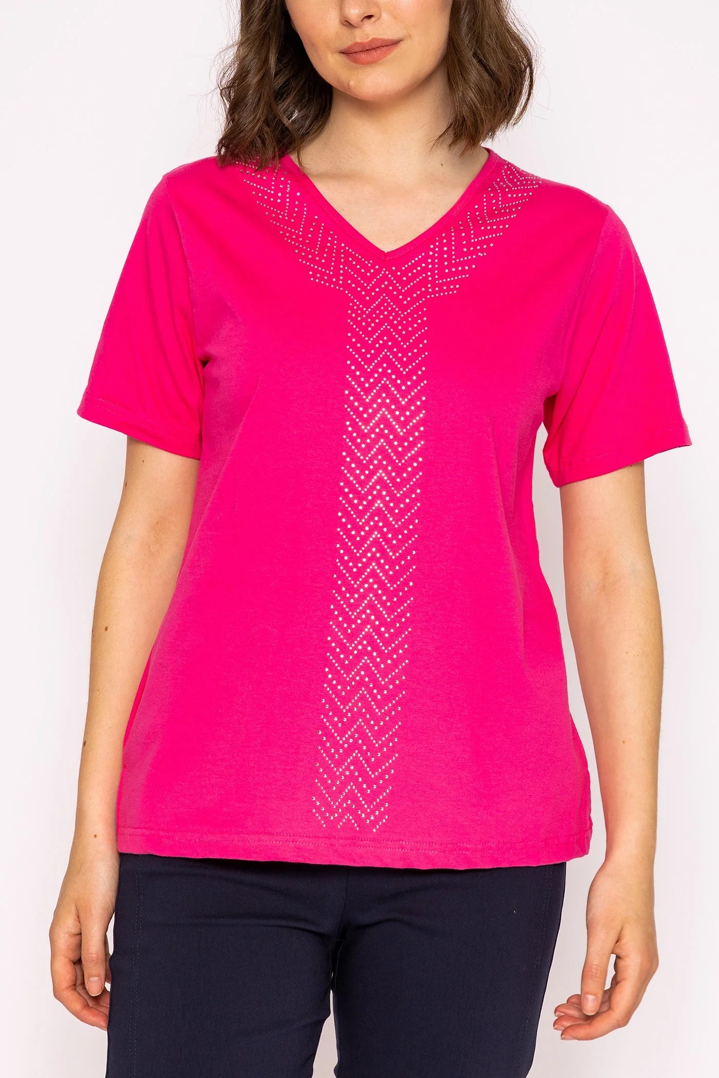 V-Neck T-Shirt in Raspberry
