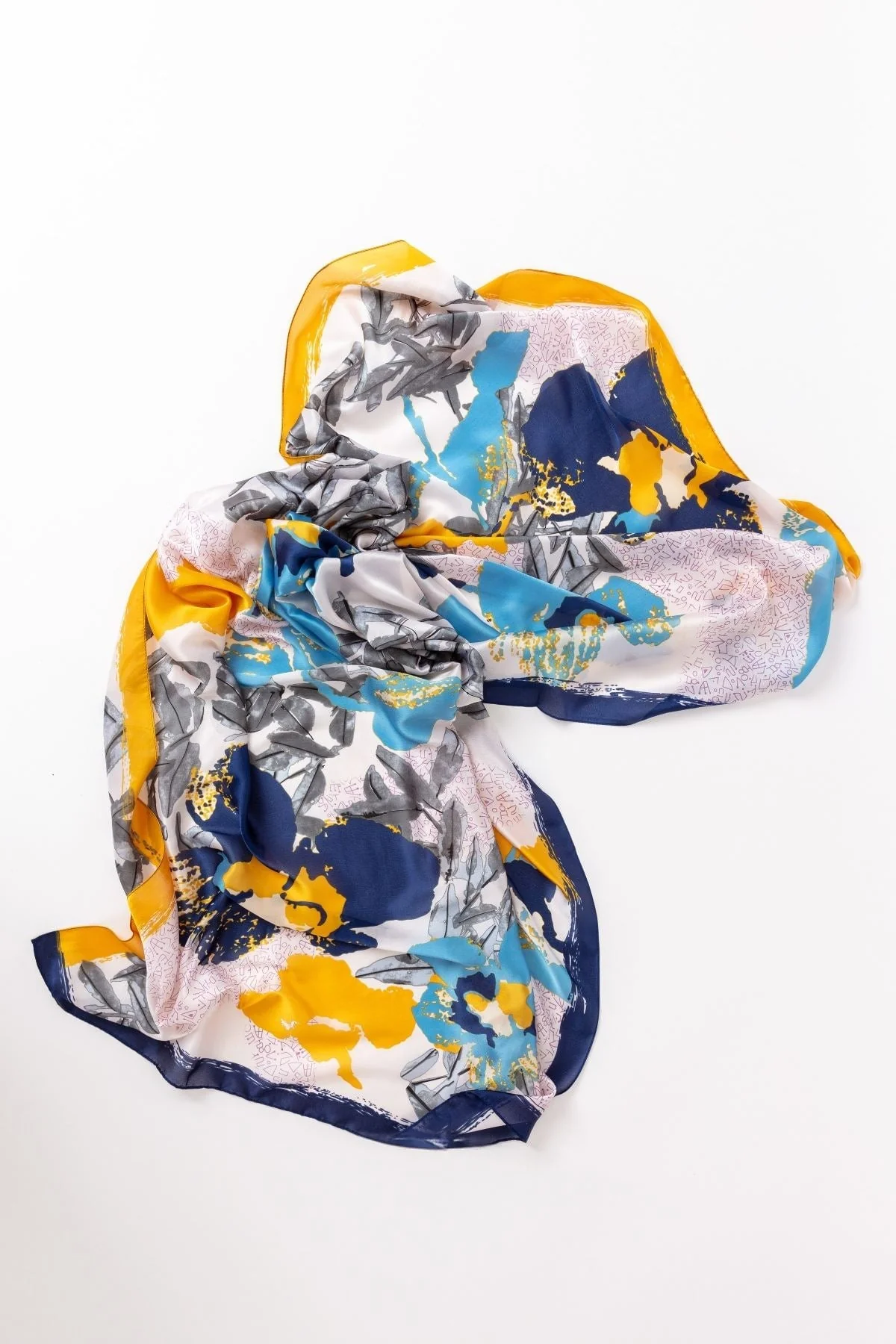 Abstract Floral Scarf in Navy
