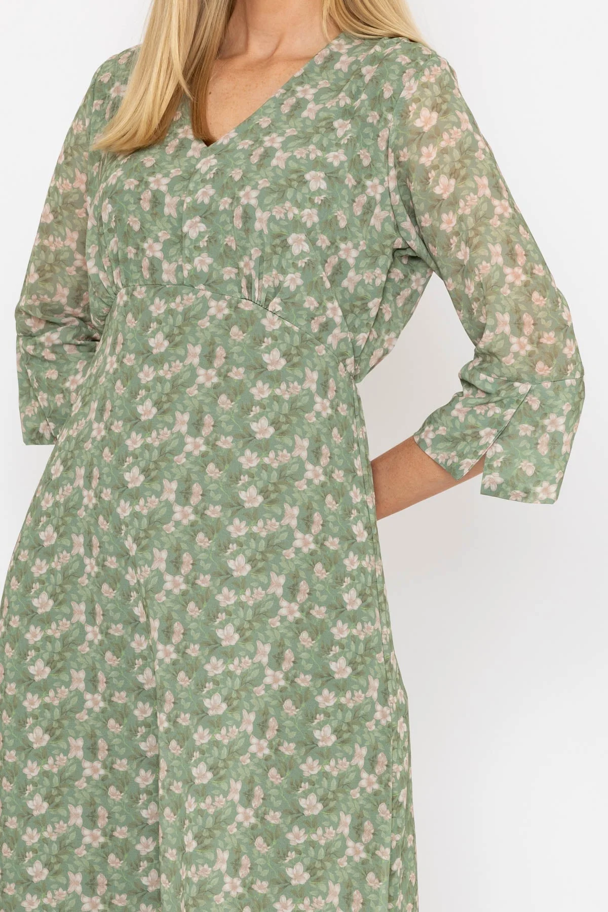 Kerry Midi Dress in Khaki Print