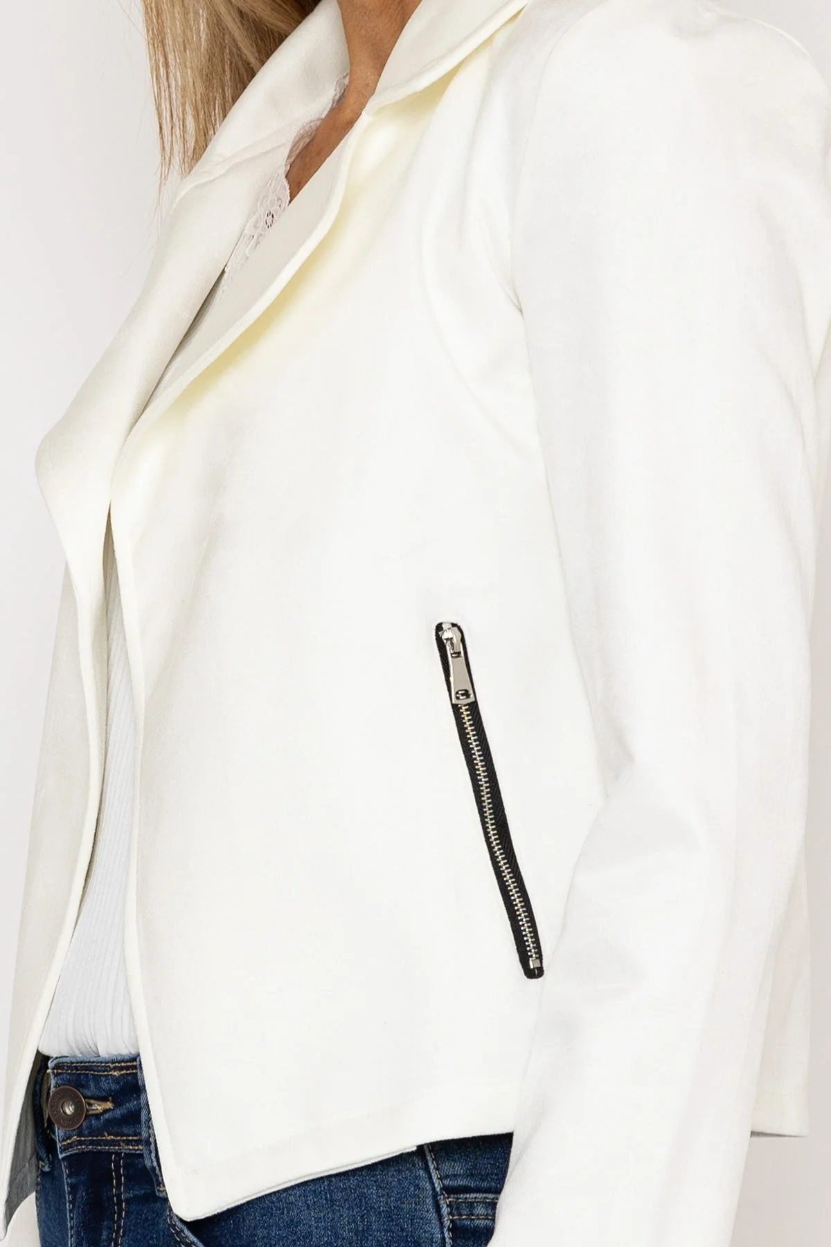 Suede Cover Up Jacket in White