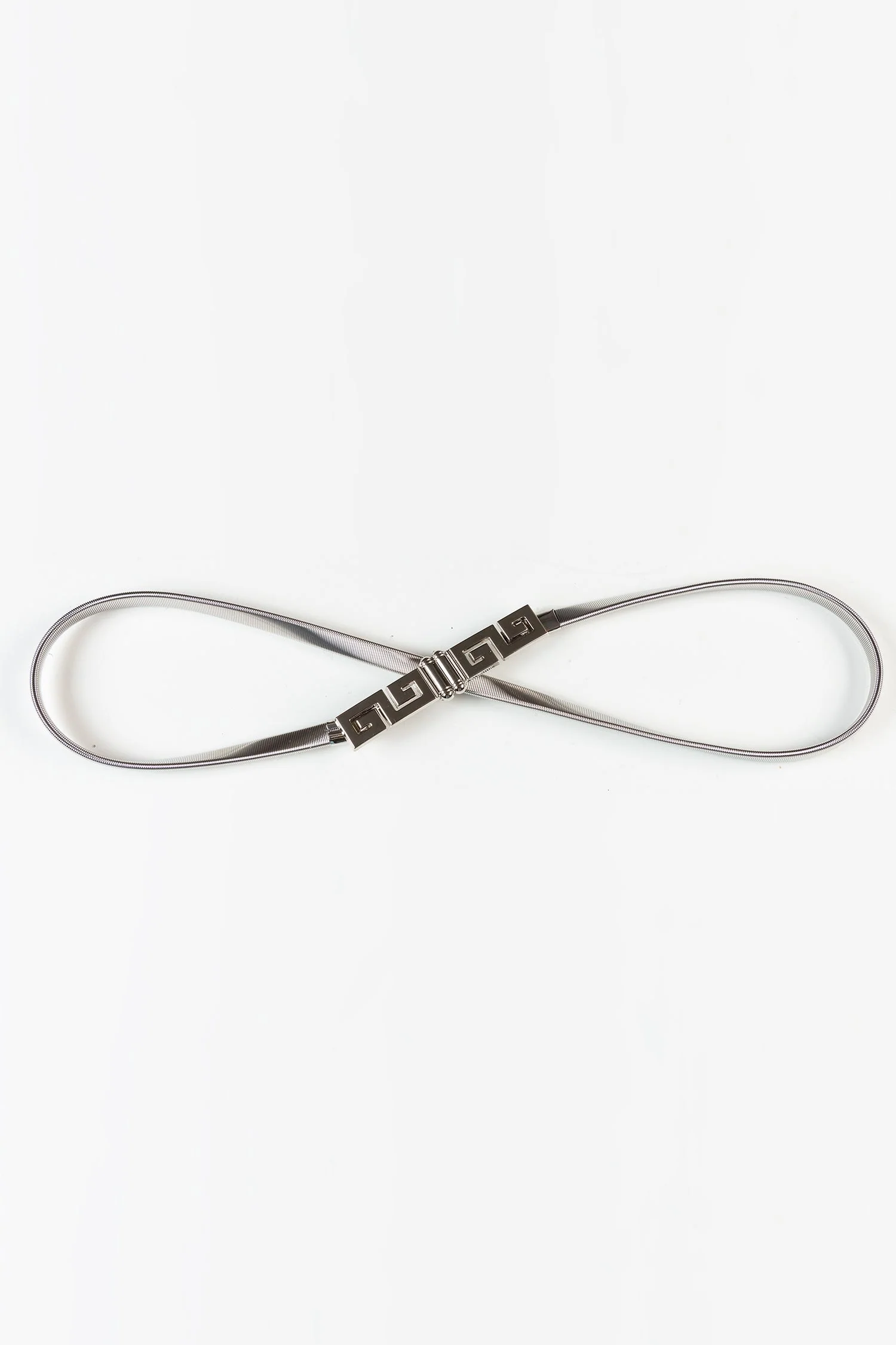 Linked Clasp Stretch Belt in Silver