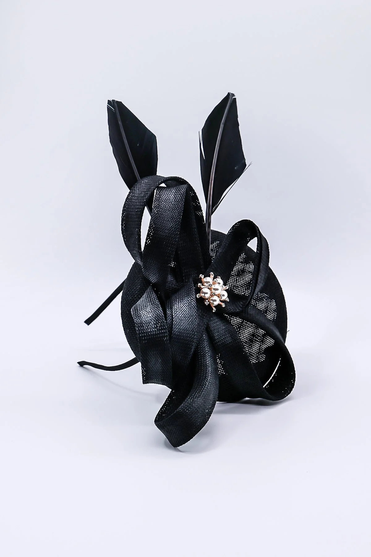 Diamante Feature Fascinator in Black