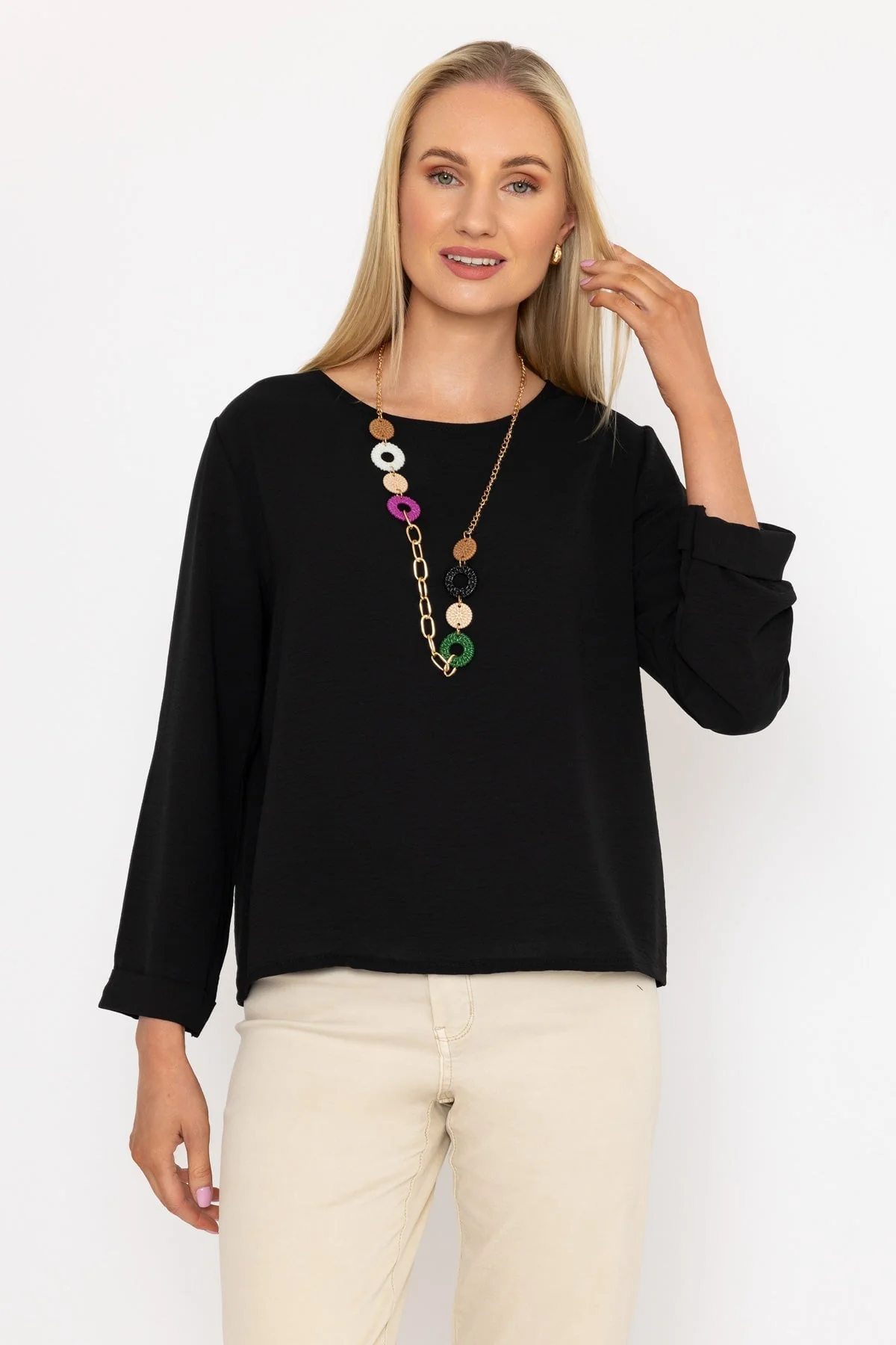 Black Top with Necklace