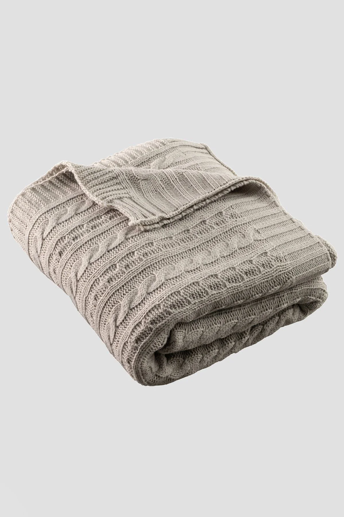 Cool Grey Aran Knit Throw