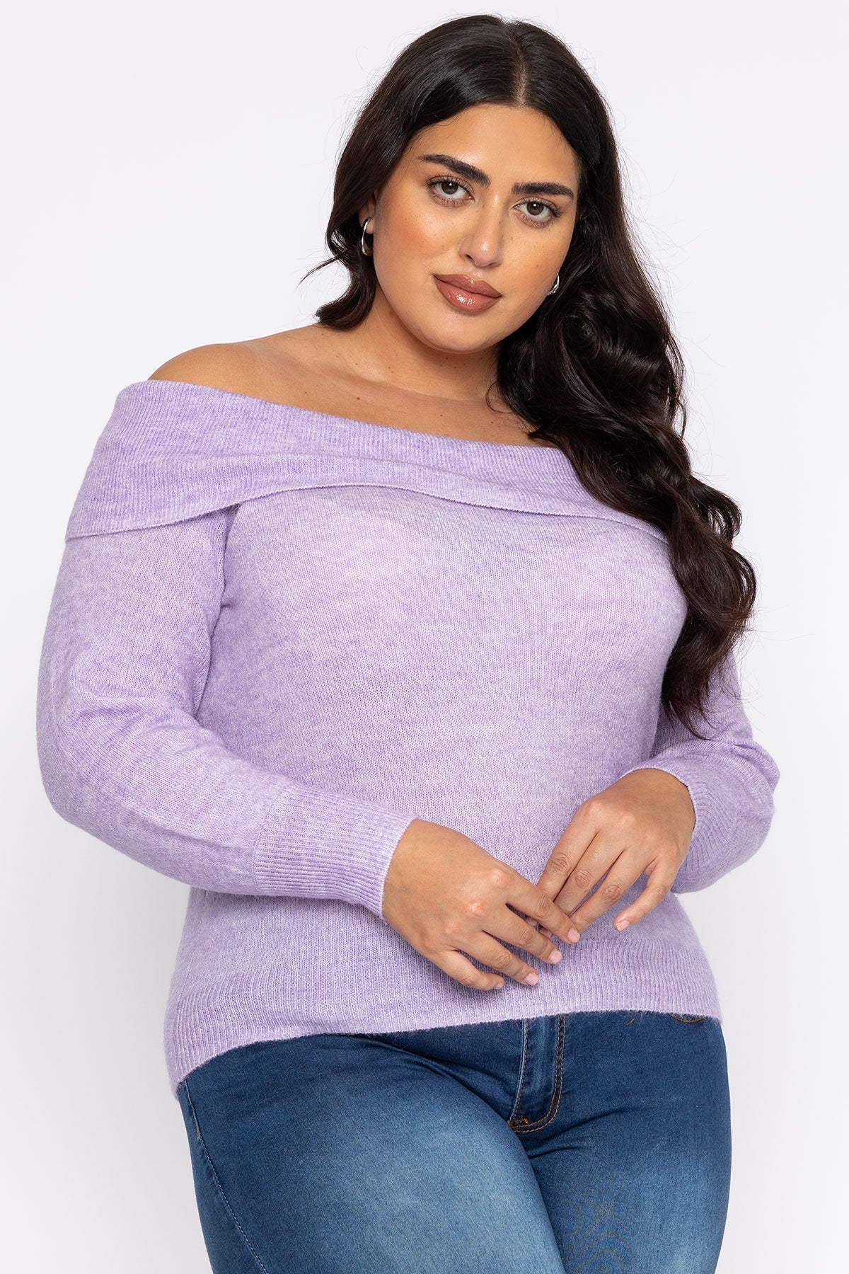 Curve - Vigga Off Shoulder Blouse in Violet