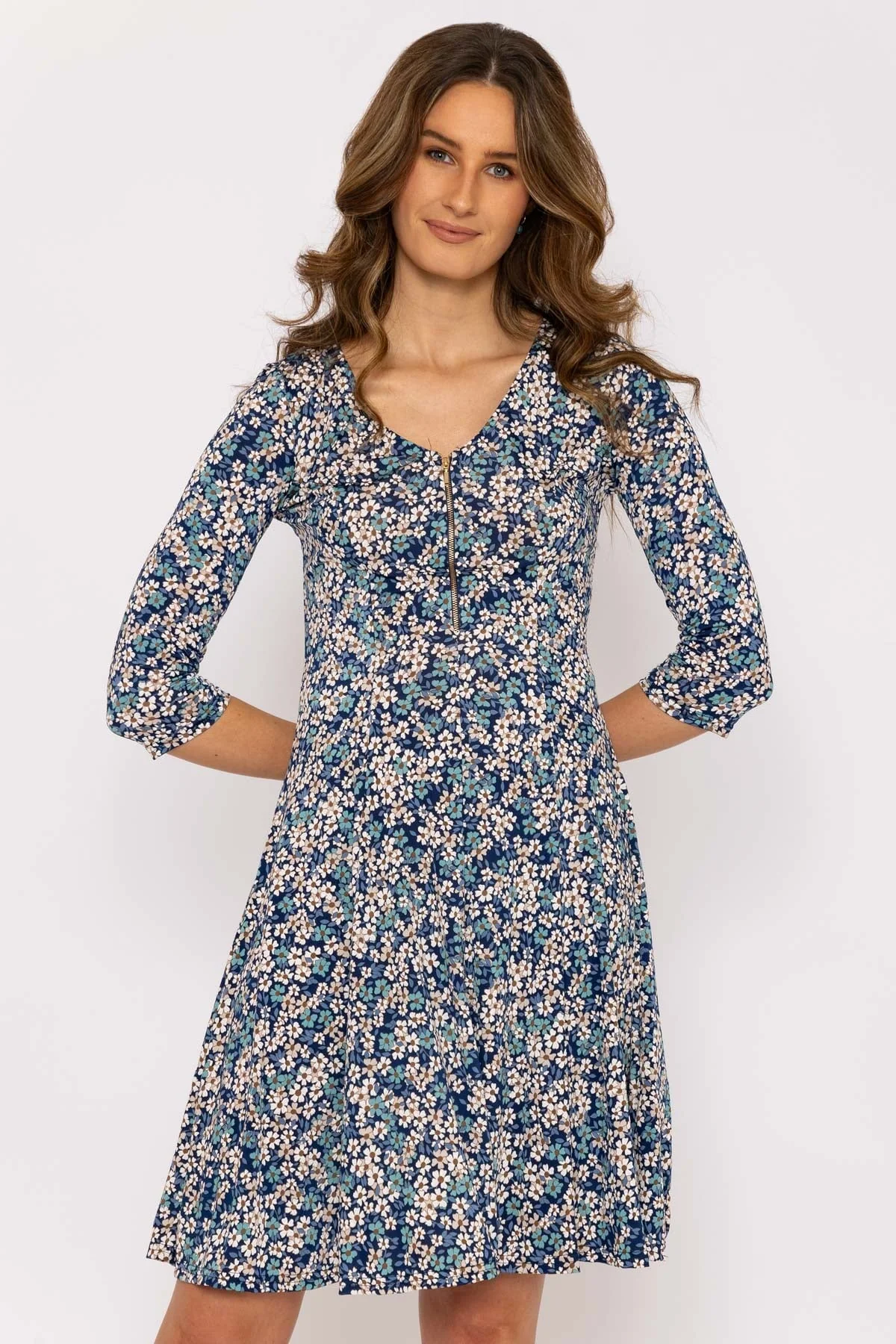 Aoife Dress in Navy Print