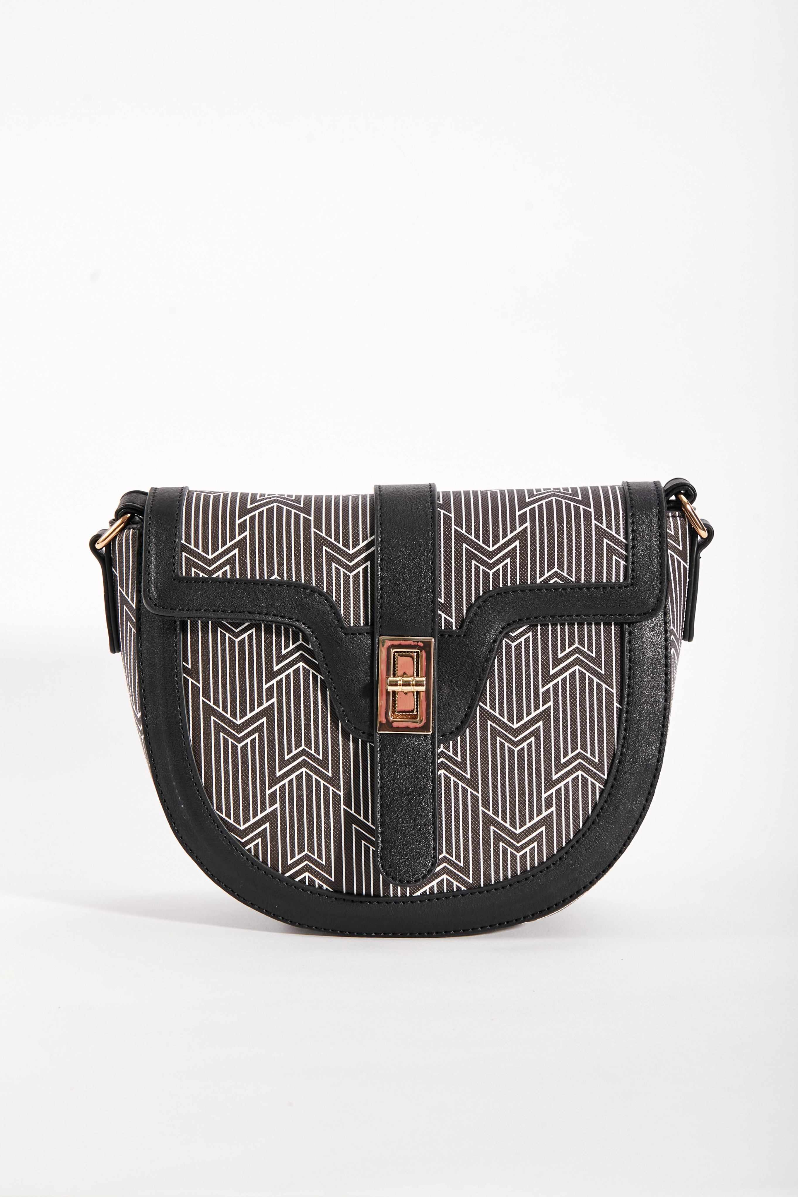 Printed Saddle Bag in Black