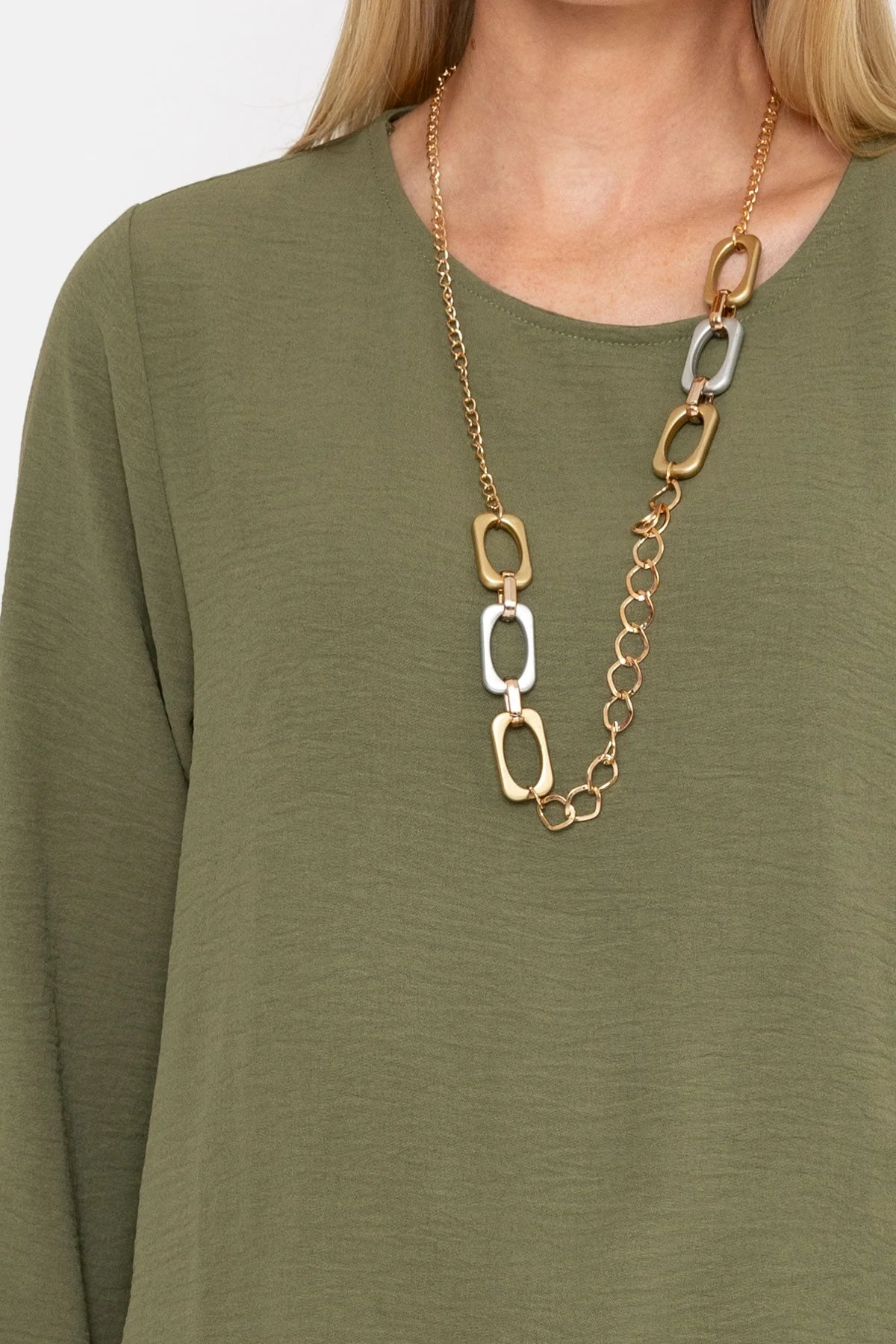 Khaki Top with Necklace