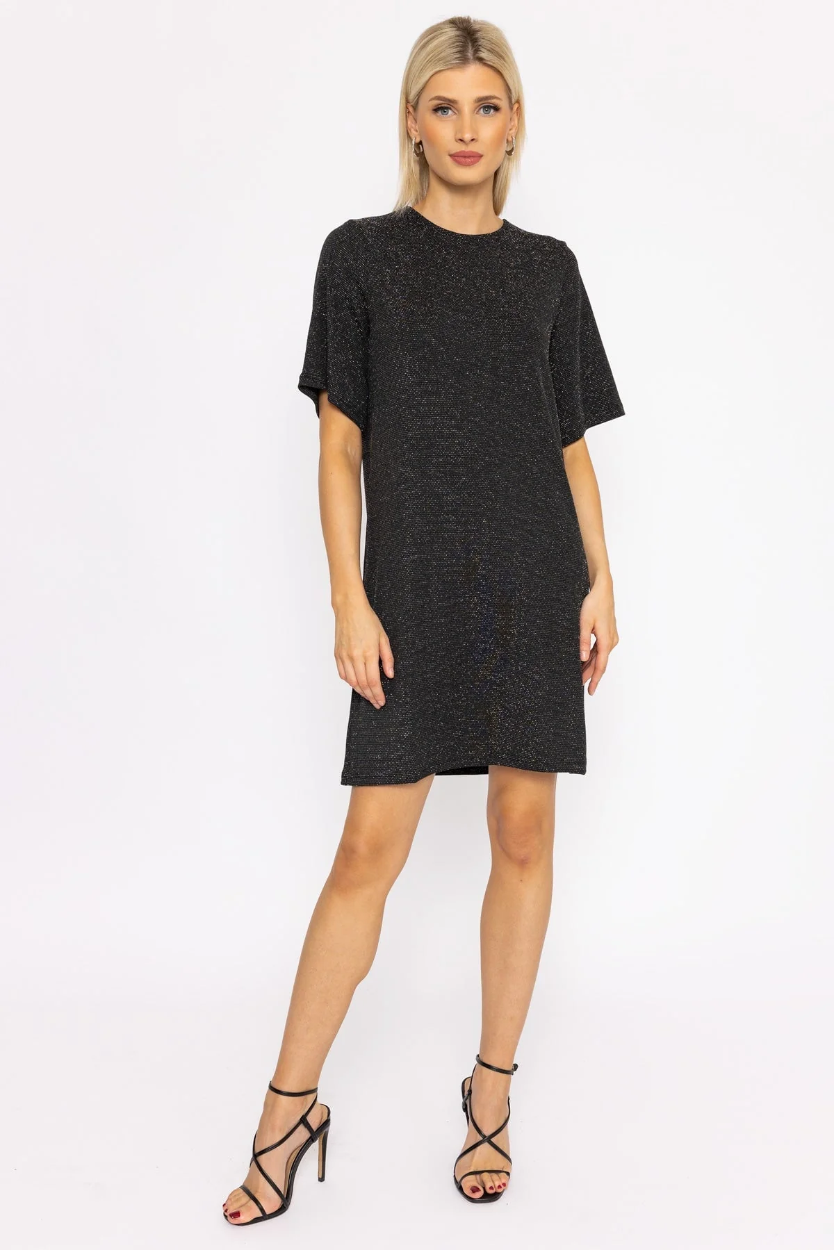 Kanva Oversized Tee Dress in Silver Lurex