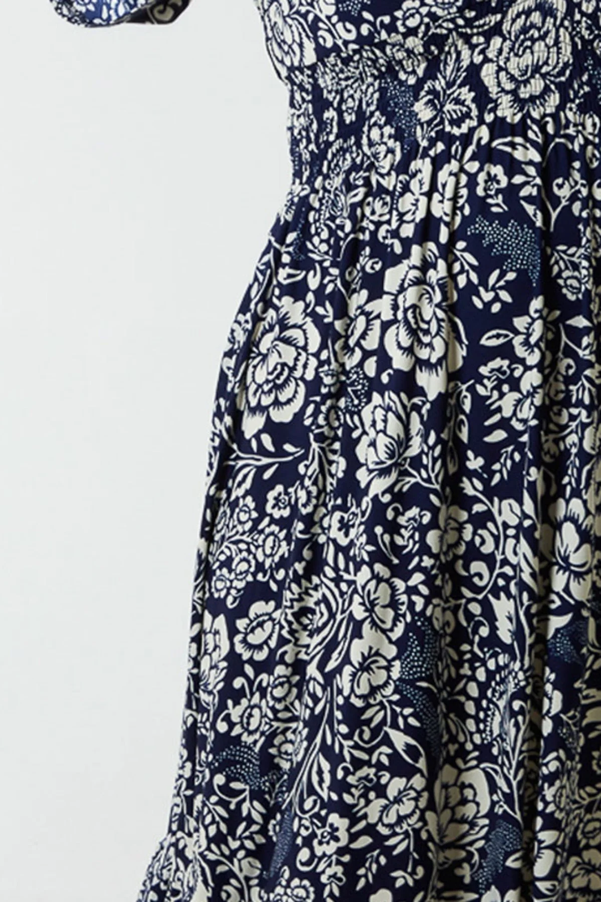 Navy Printed Midi Dress
