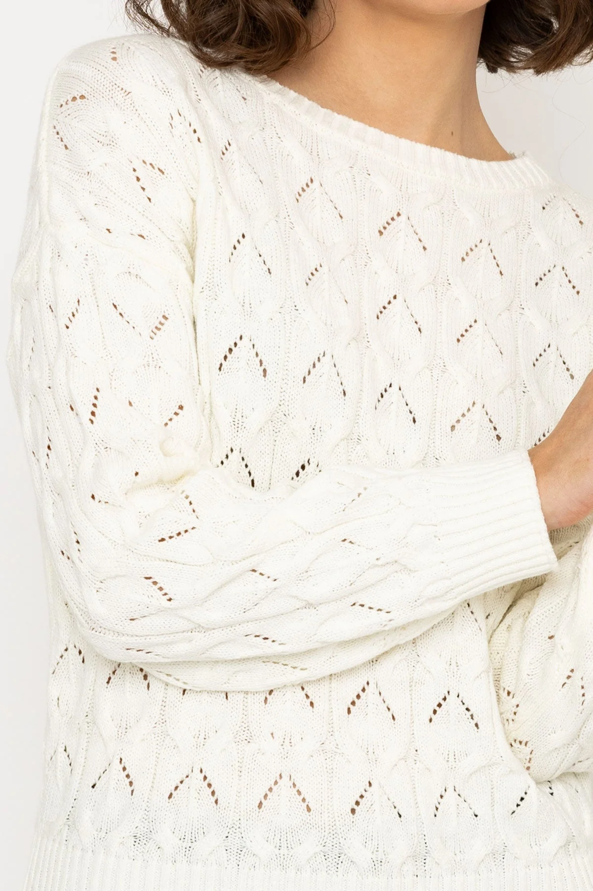 Textured Crew Neck in Ivory