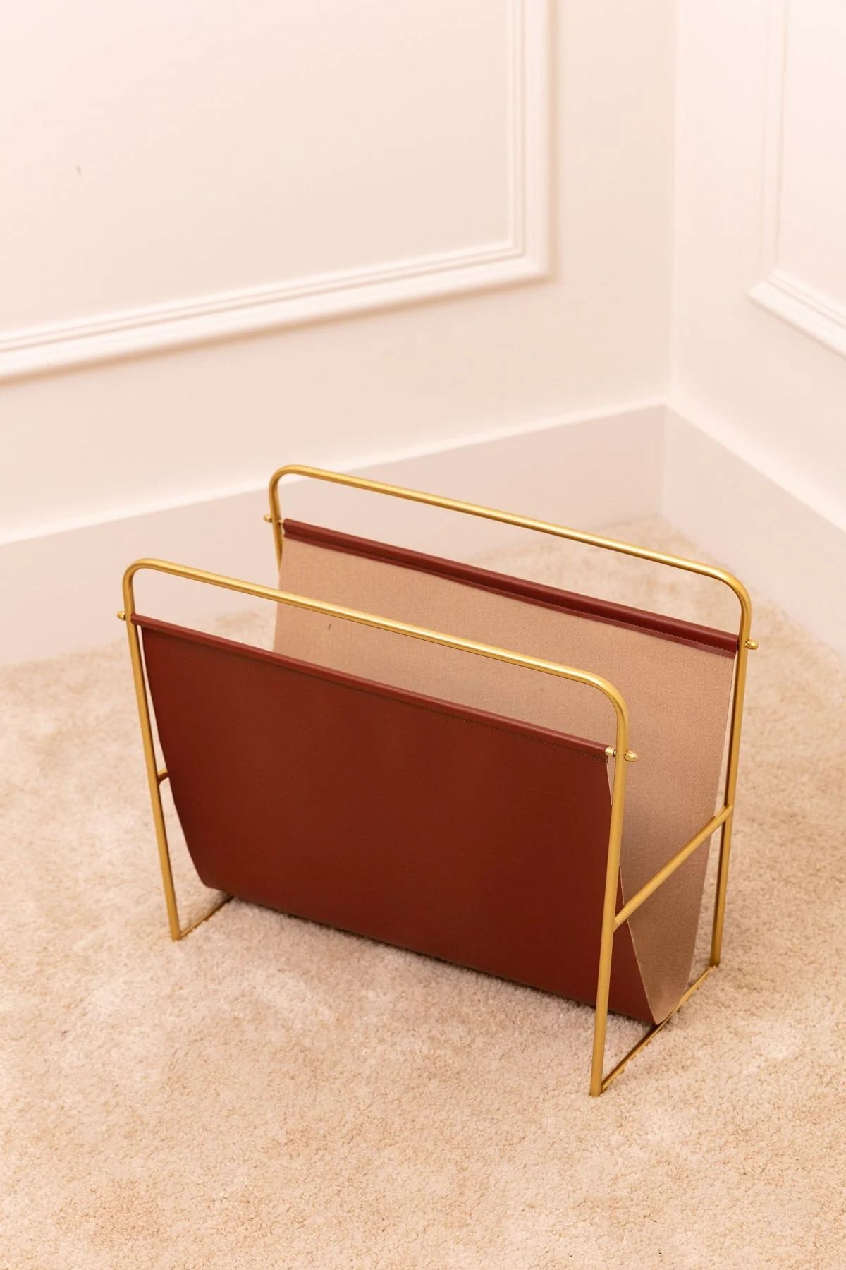 Wood & Gold Magazine Rack