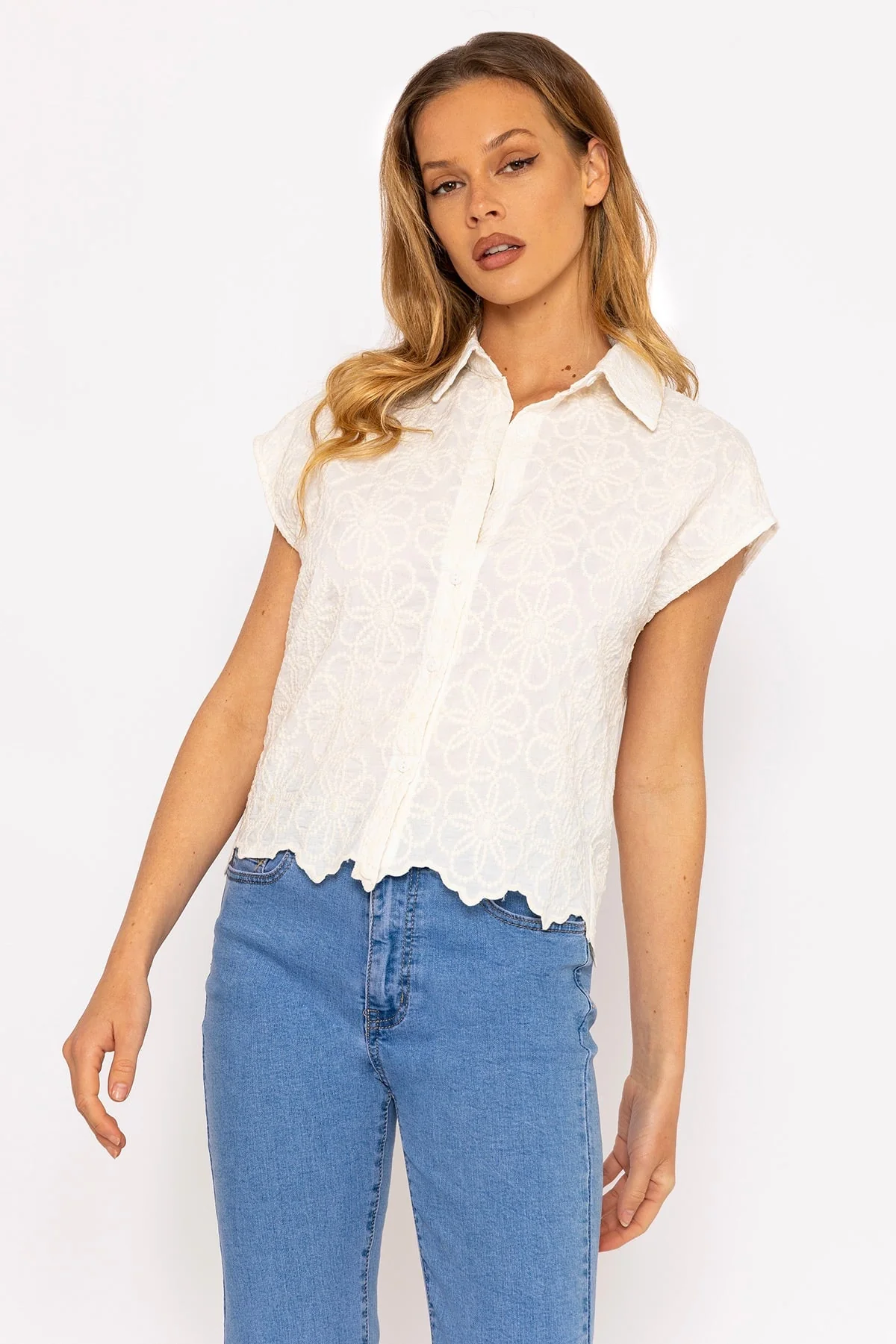 Cream Embroidered Top
