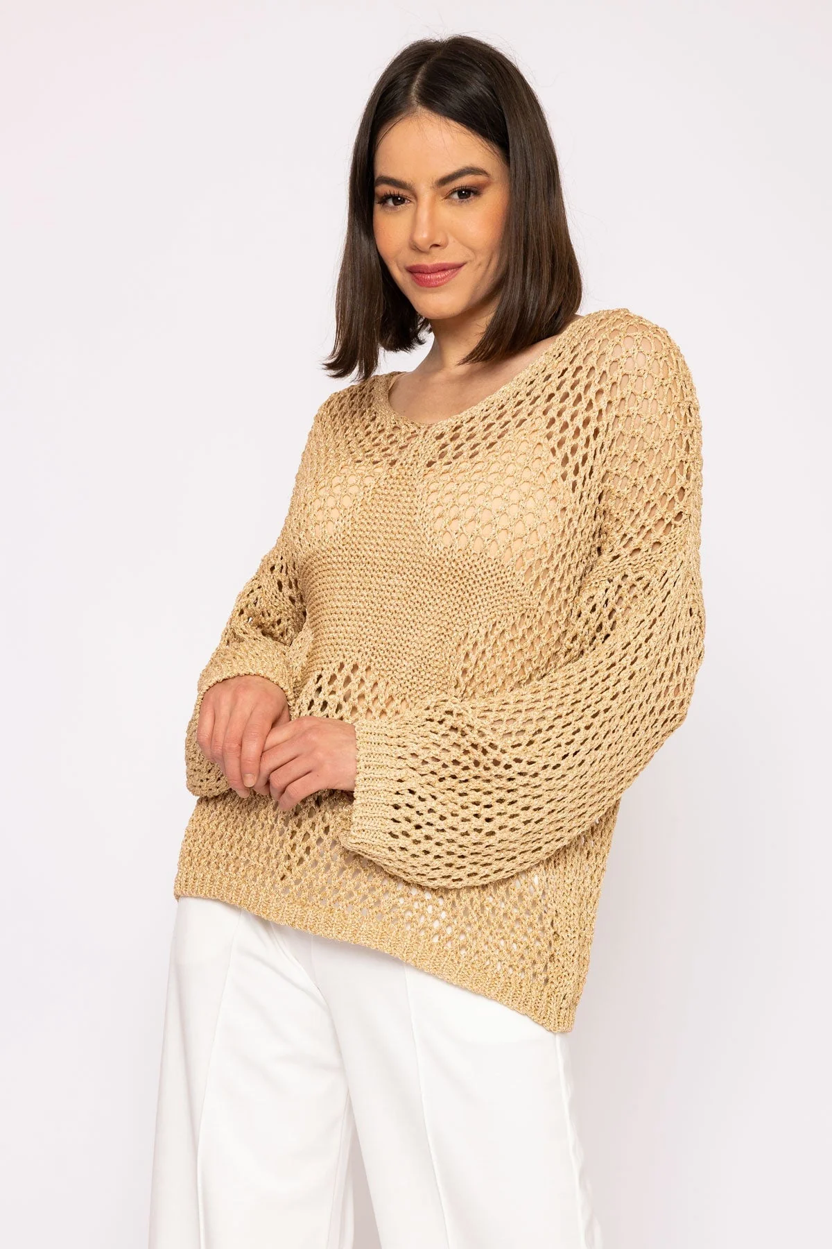 Cream Metallic Star Knit