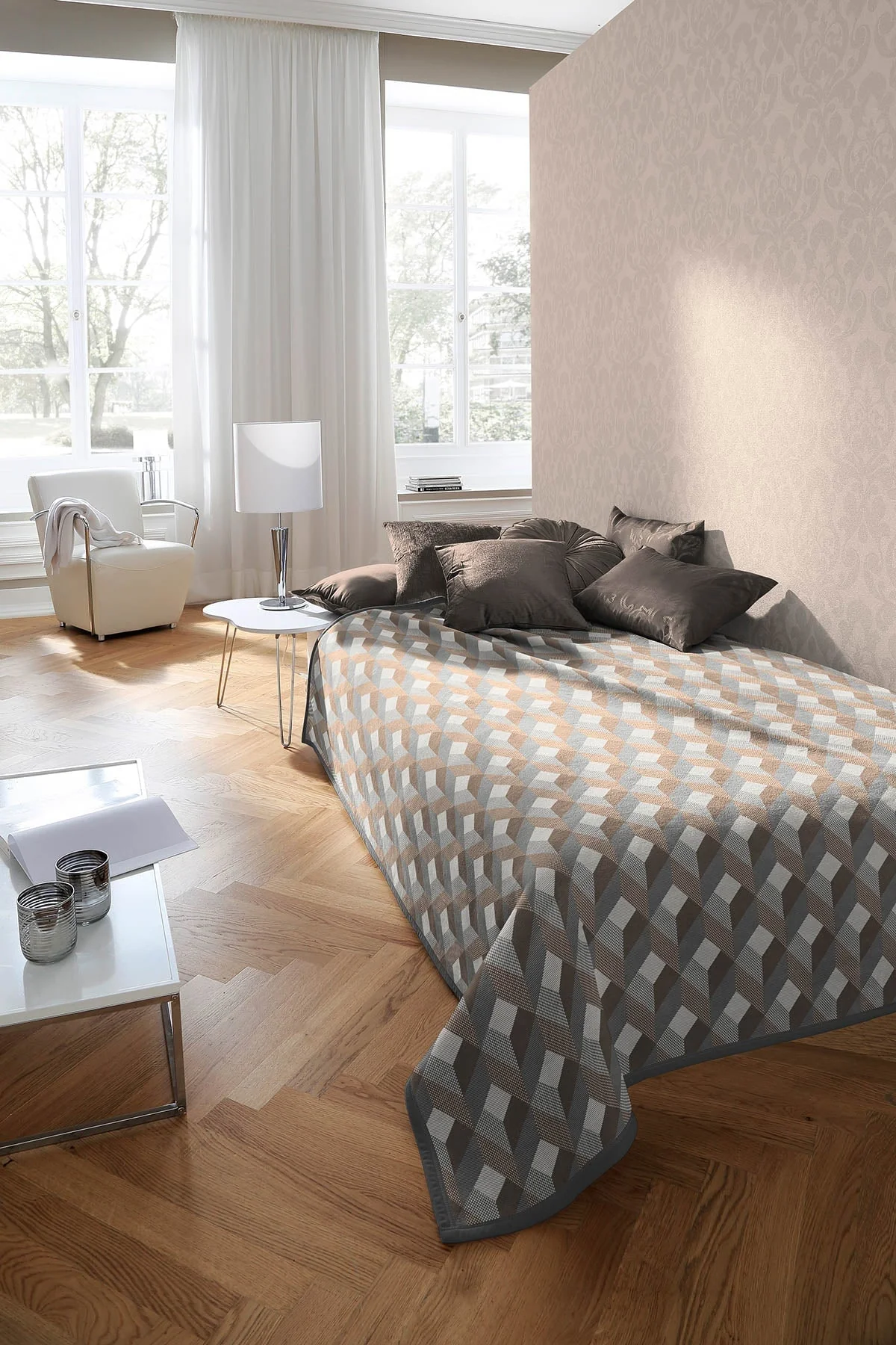 Cream Geometric Throw