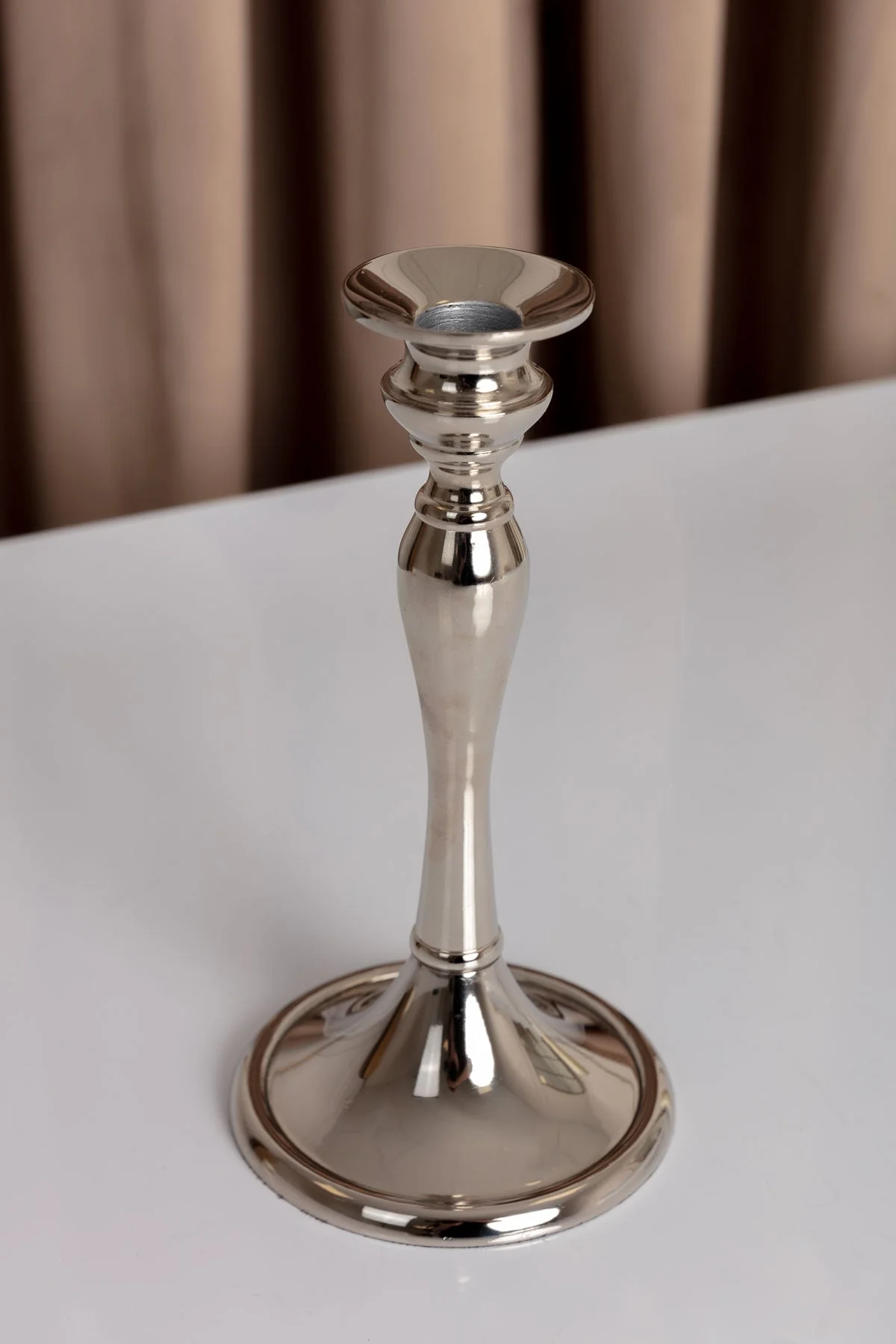 Small Silver Dinner Candle Holder
